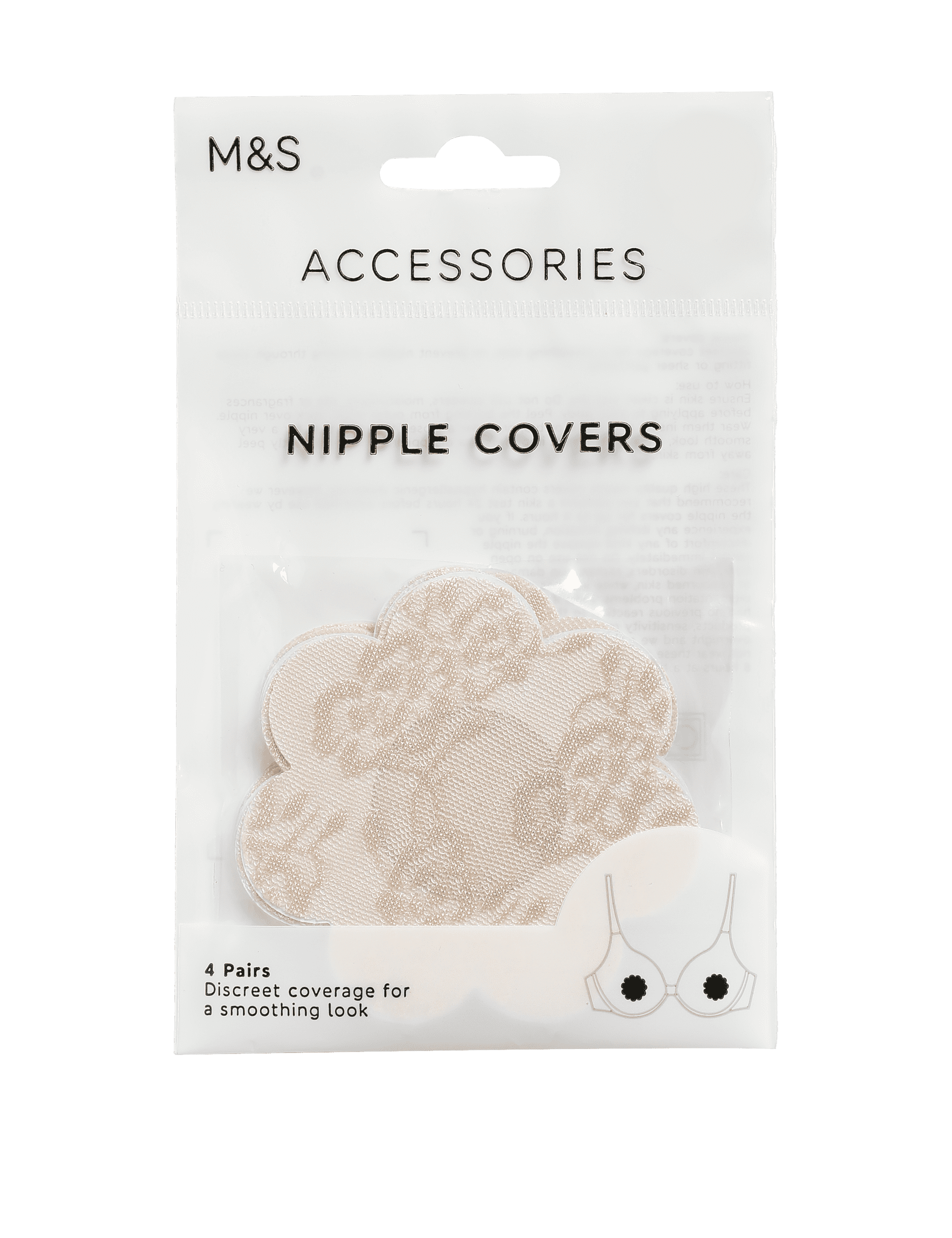 M&S Collection Women's 4pk Nipple Covers - Opaline, Opaline,Black