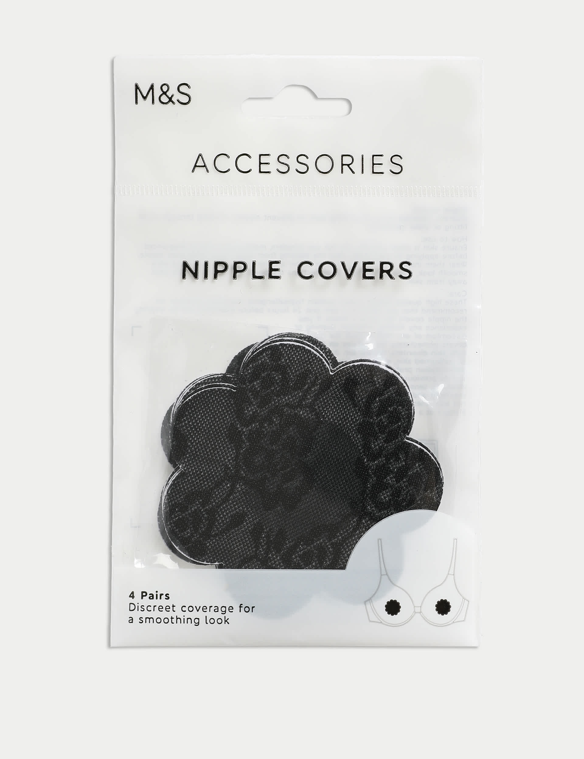 M&S Women's 4pk Nipple Covers - Black, Opaline,Black