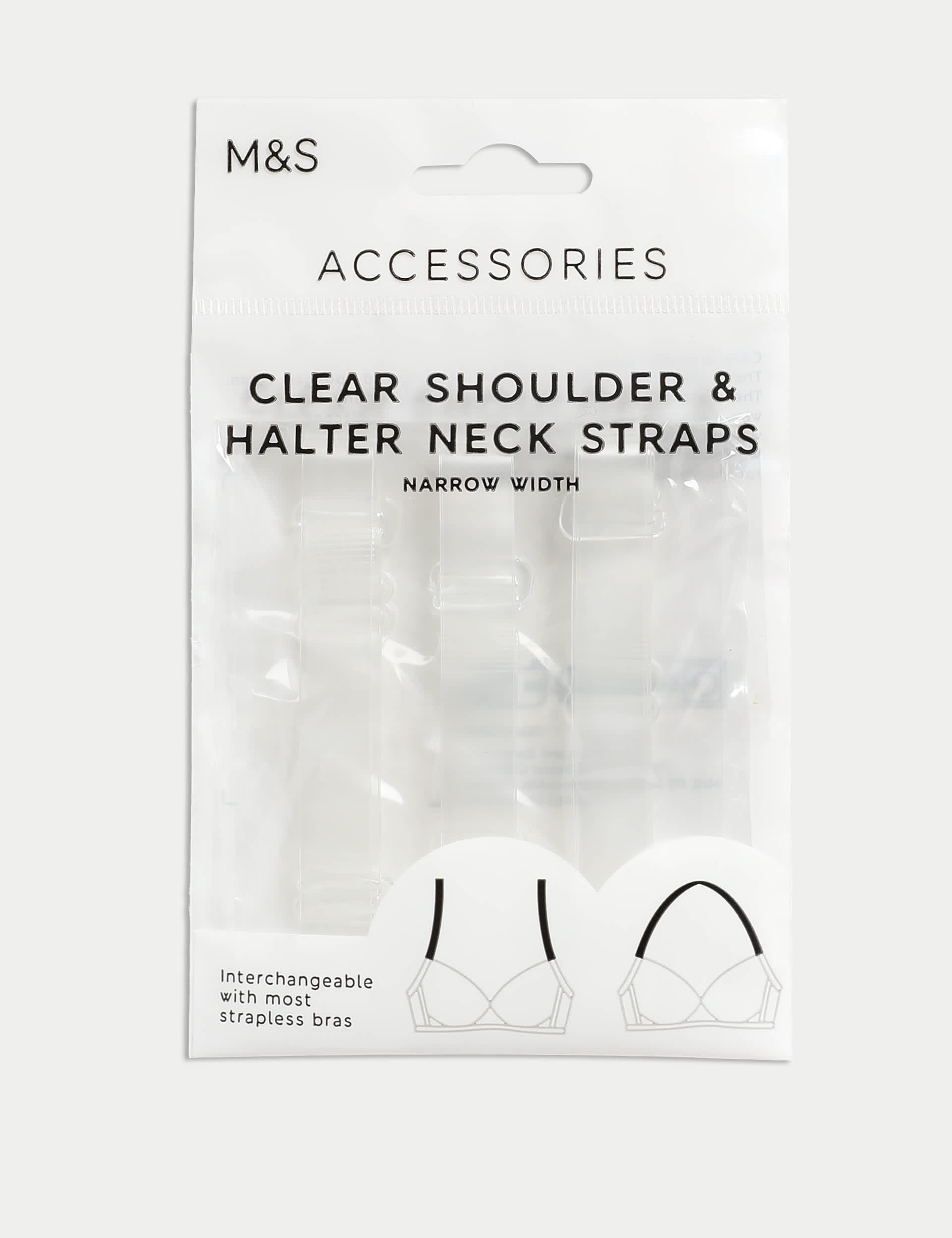 M&S Women's Clear Narrow Bra Straps, Clear