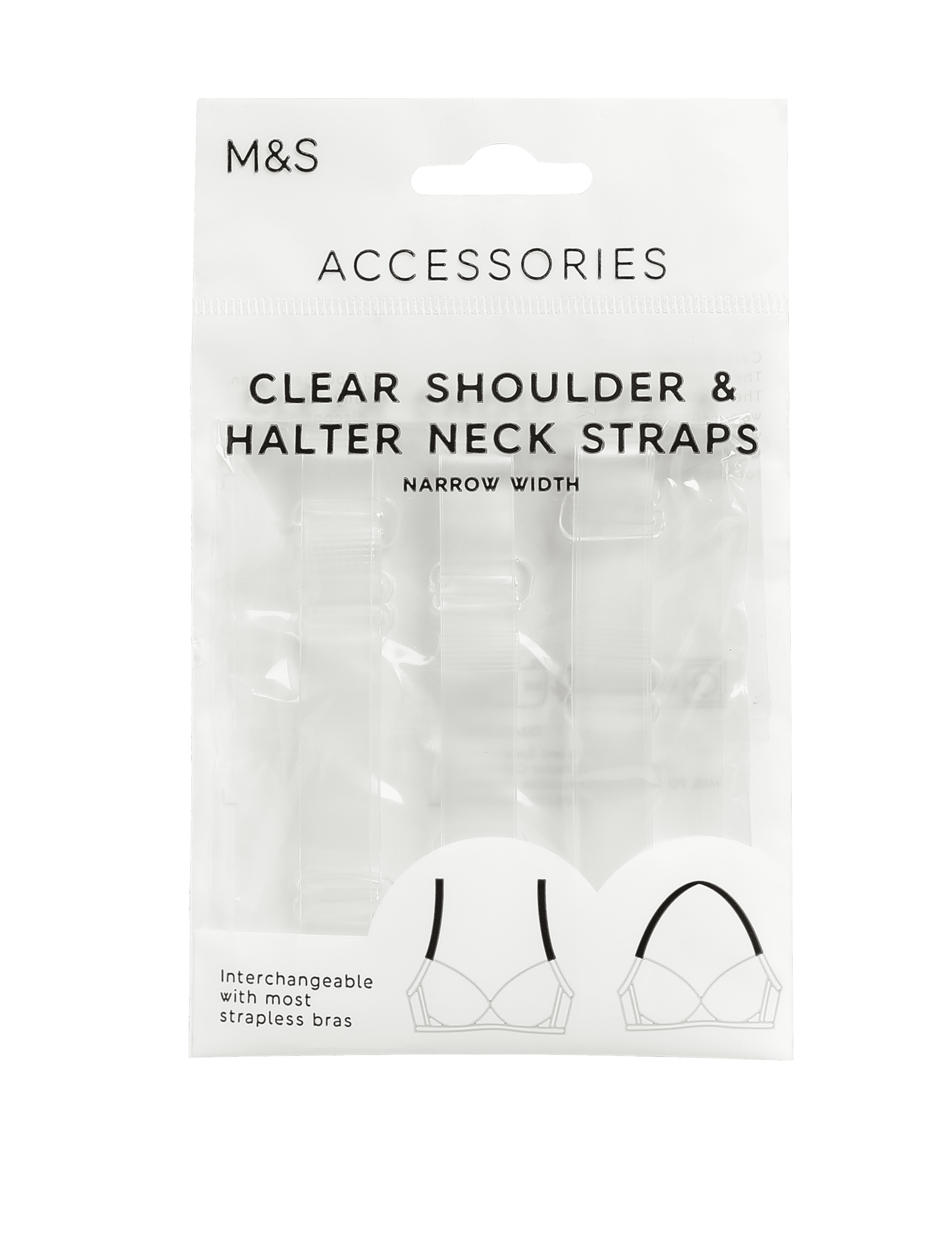 M&S Collection Women's Clear Narrow Bra Straps, Clear