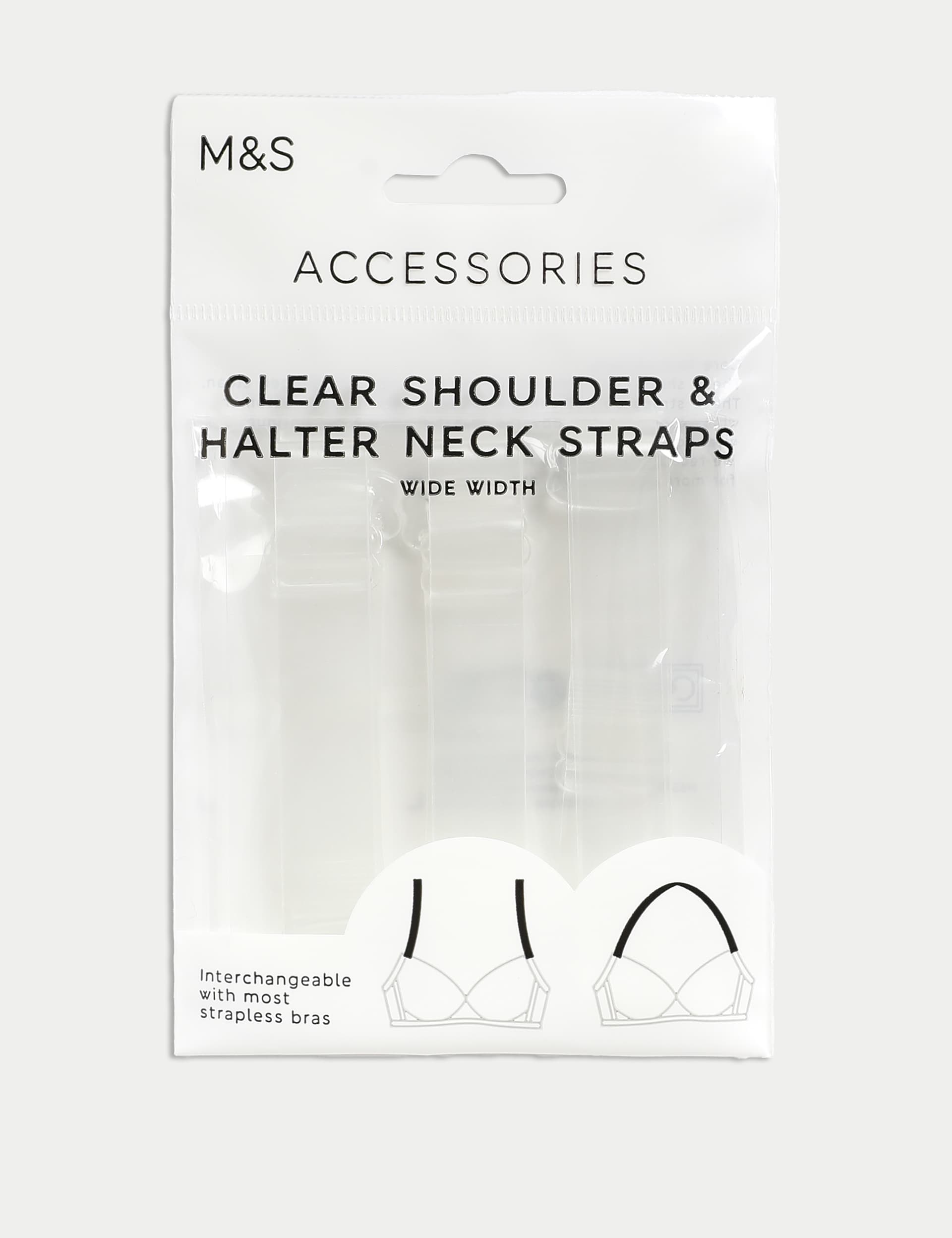 M&S Women's Clear Wide Bra Straps, Clear