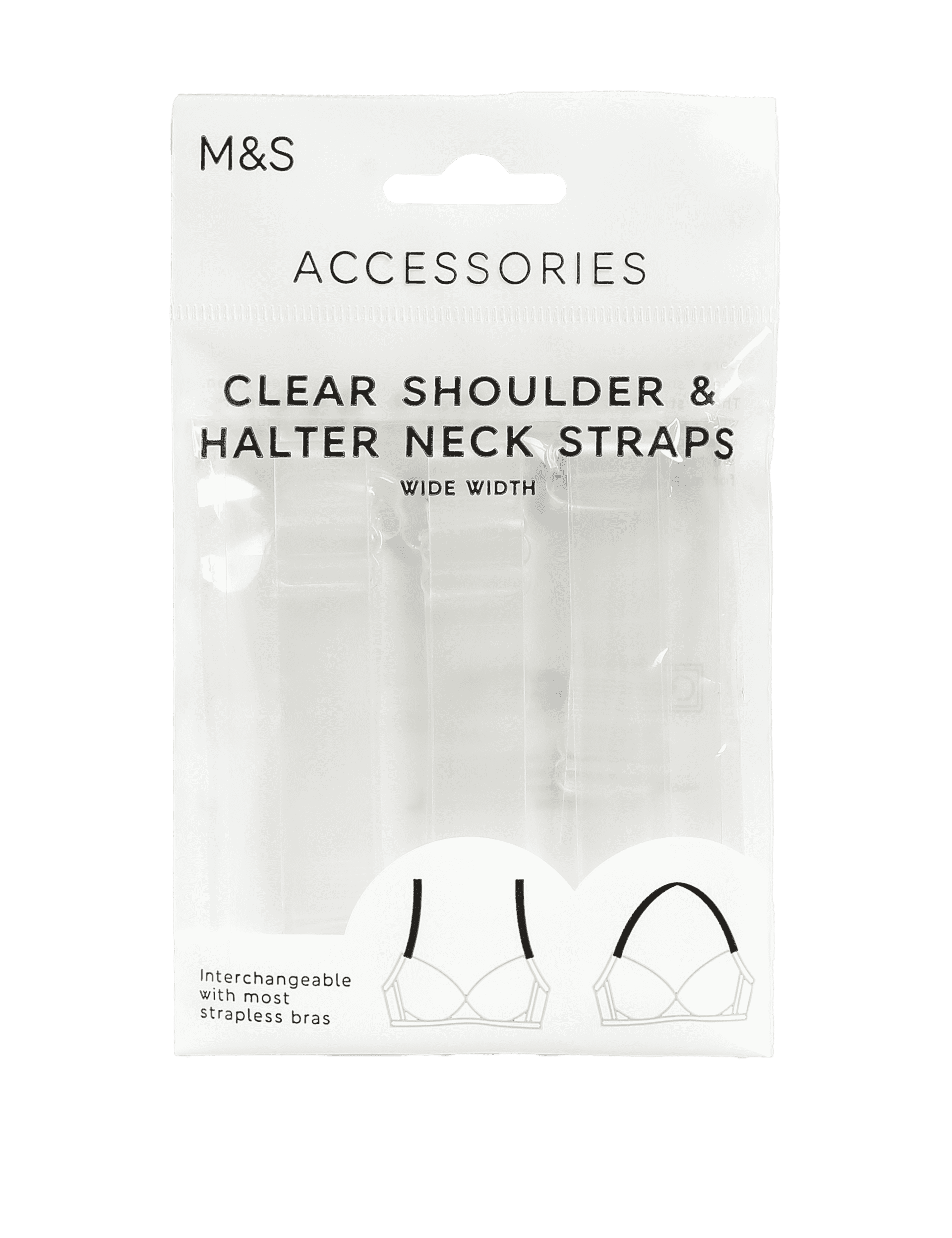 M&S Collection Women's Clear Wide Bra Straps, Clear