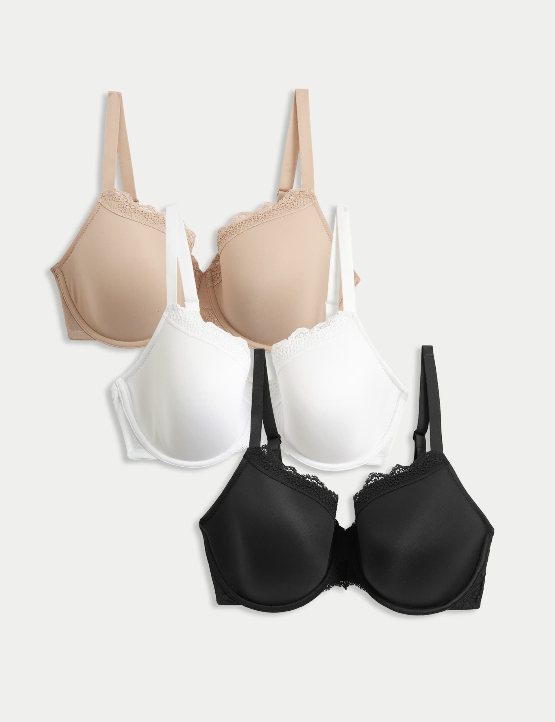 M&S Women's 3pk Wired Full Cup Bras F-H
