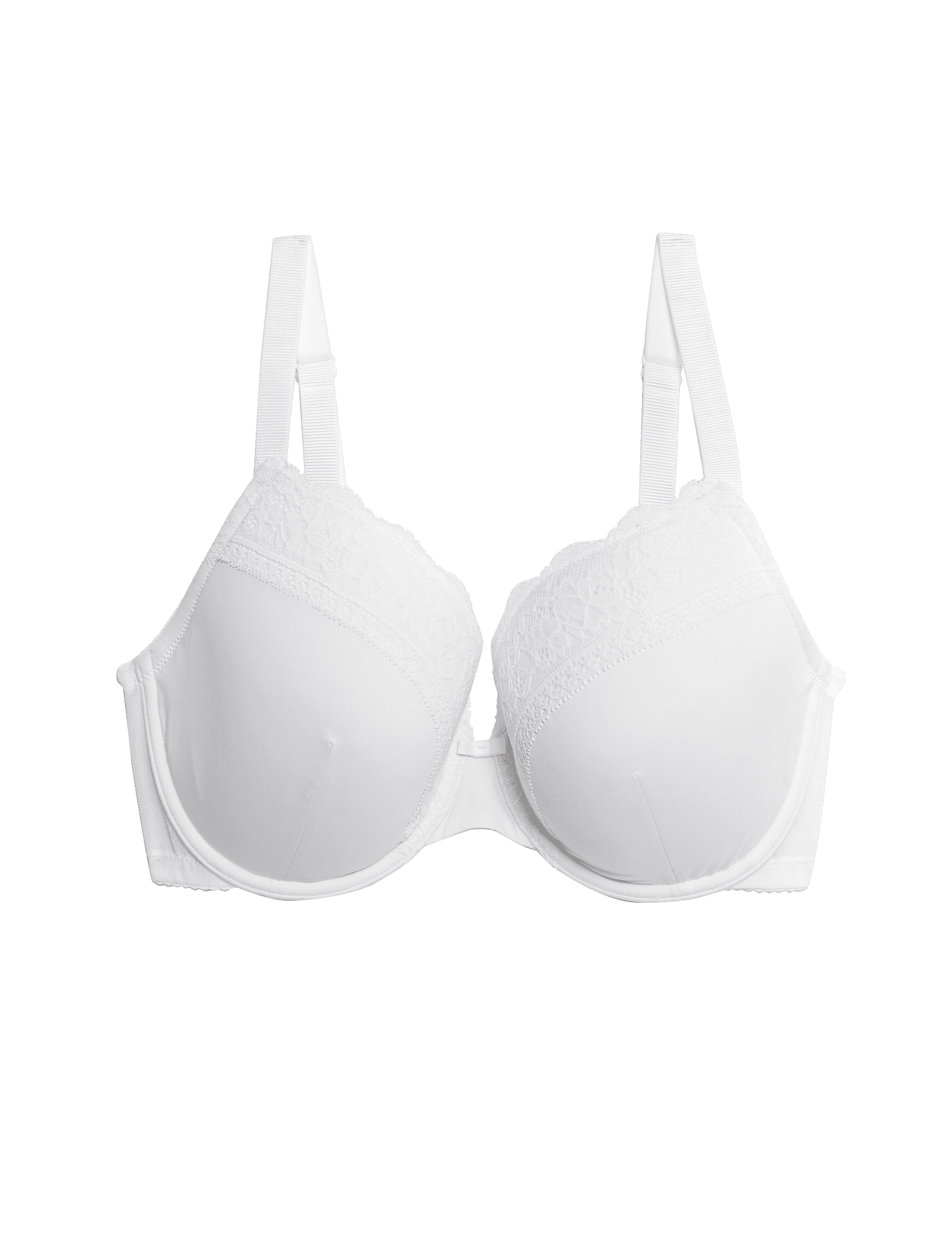 M&S Collection Women's Lace Trim Wired Plunge Bra (F-H) - 34F - White, Brown Mix,Black,White,Pink