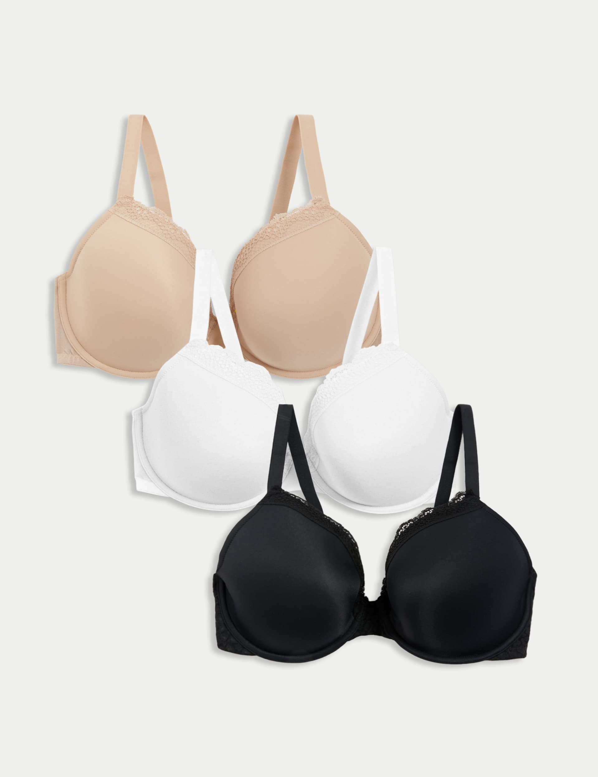 M&S Women's 3pk Padded Wired Plunge Bras F-H