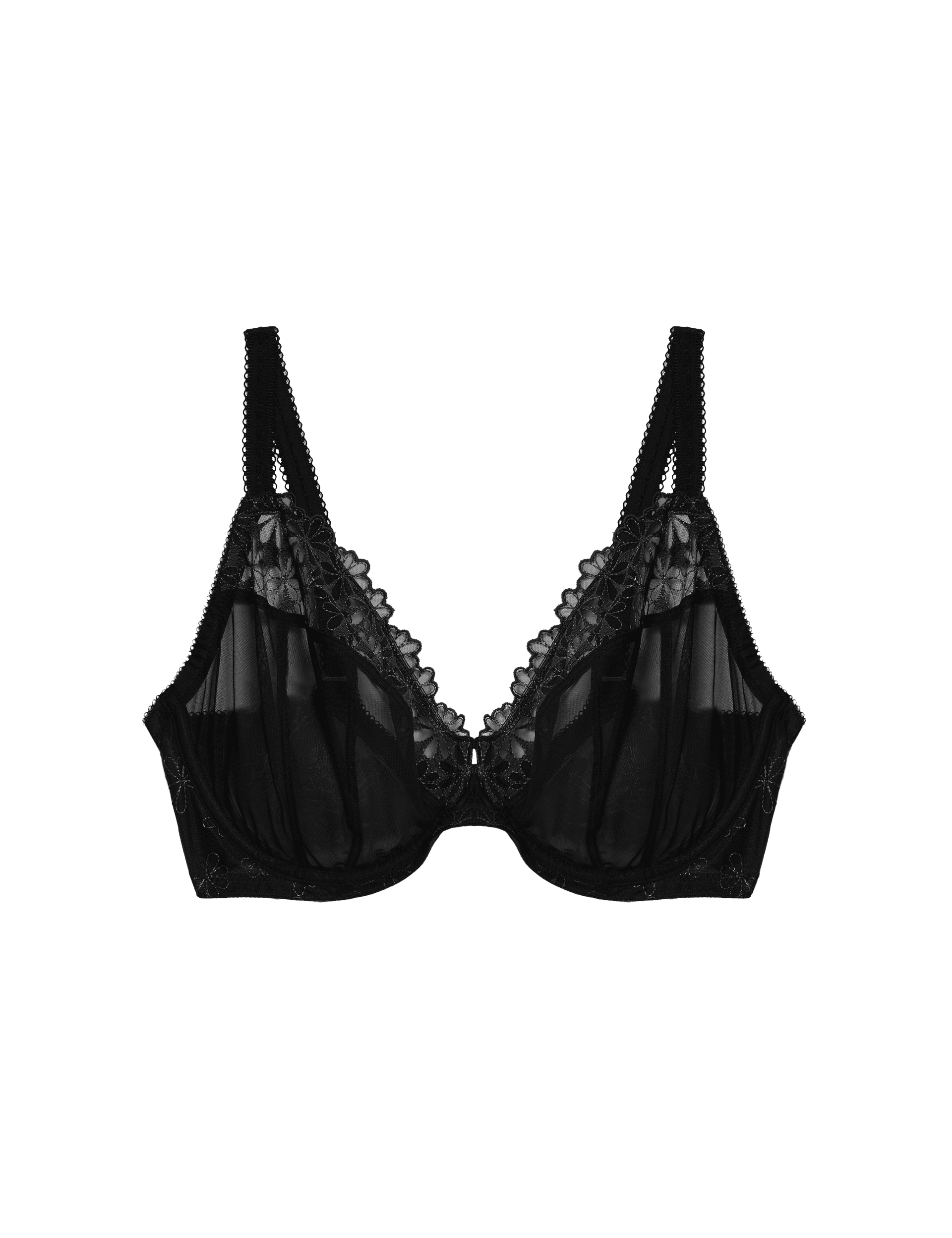 M&S Collection Women's Daisy Embroidery Wired Plunge Bra F-H - 36F - Black, Black,Navy Mix,Rose Quar