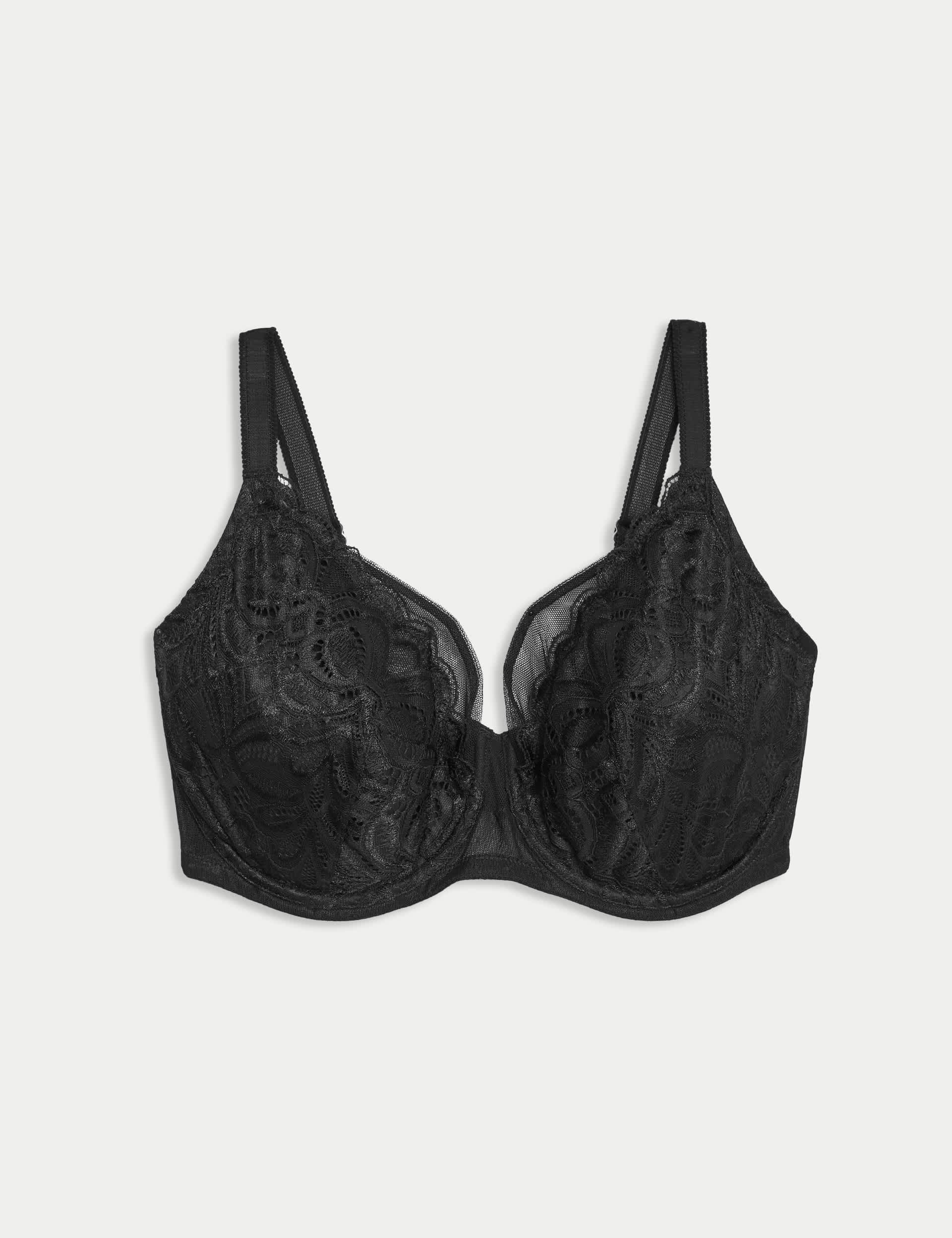 M&S Women's Amelia Lace Natural Lift Wired Full Cup Bra (F+) - 36F - Black, Opaline,White,Black