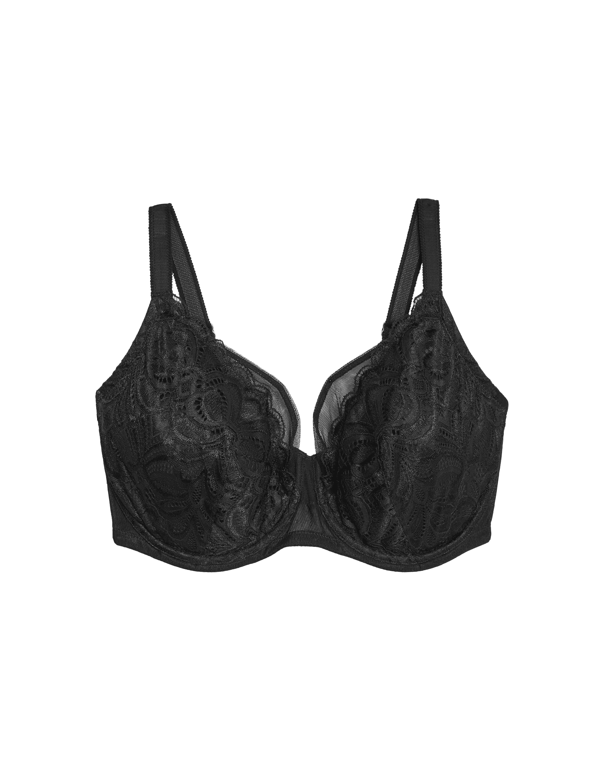 M&S Collection Women's Amelia Lace Natural Lift Wired Full Cup Bra (F+) - 40F - Black, Black,White,O