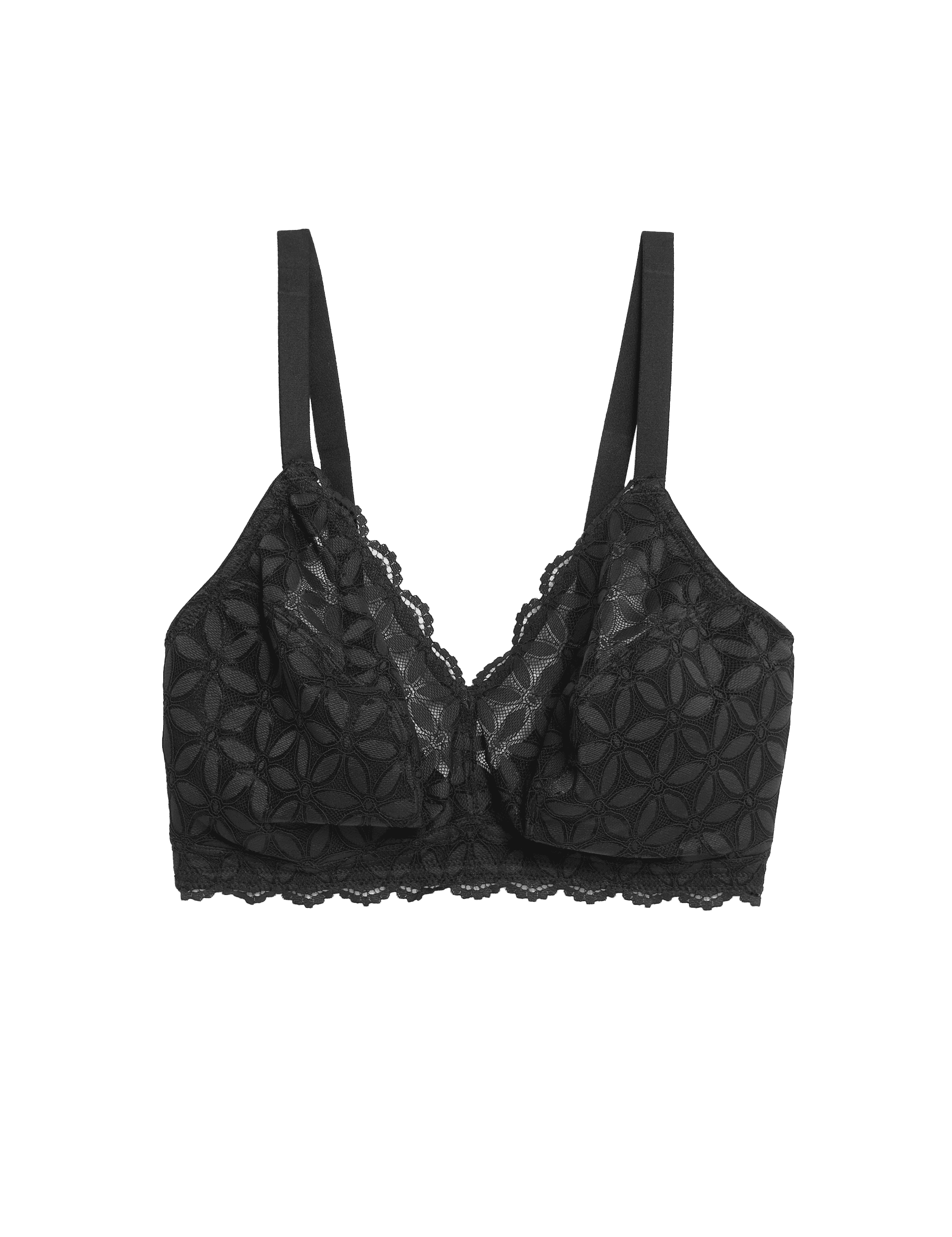 M&S Collection Women's Lace Non-Padded Bralette F-H - 36F - Black, Rose Quartz,White,Black