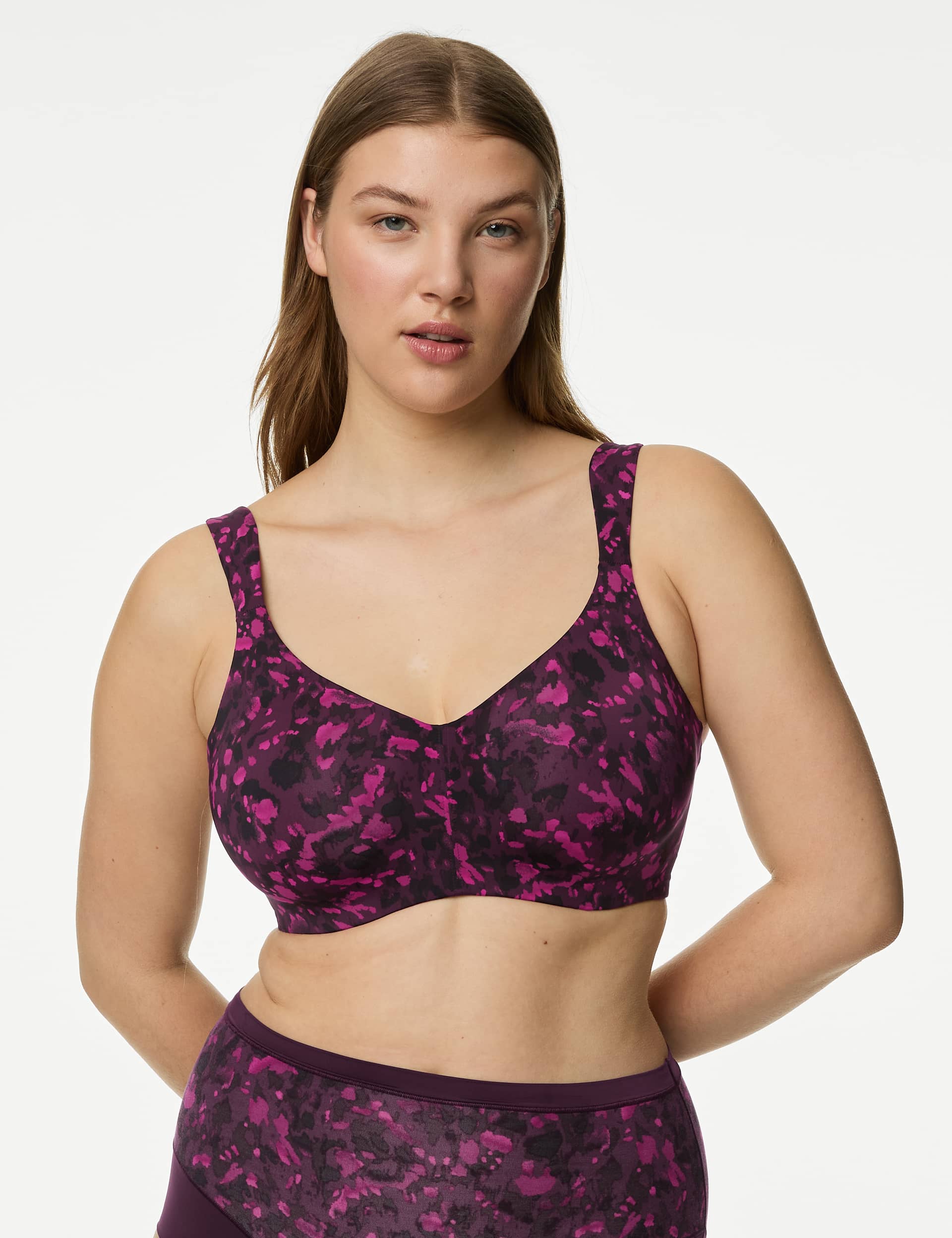 Body By M&S Women's Flexifit Printed Wired Minimiser Bra (C-H) - 38DD - Blackcurrant, Blackcurrant