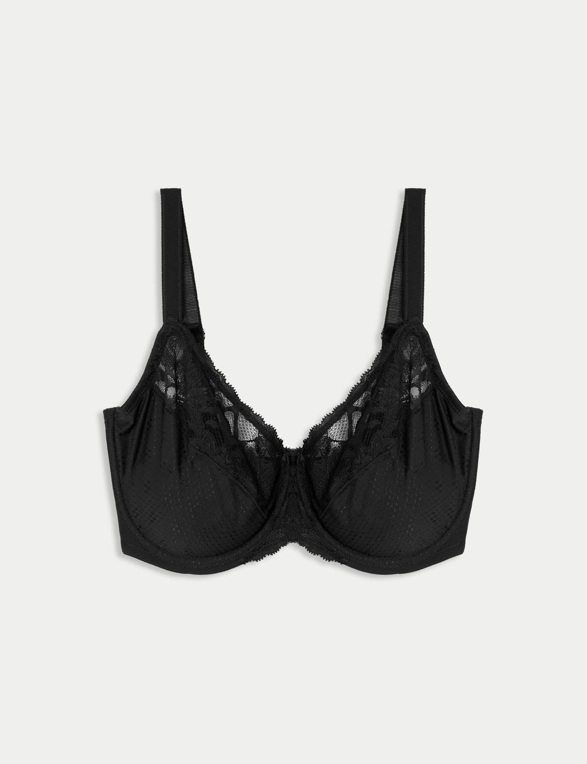 M&S Women's Wildblooms Minimiser Full Cup Bra C-H - 38DD - Black, Black,Opaline,White,Watermelon