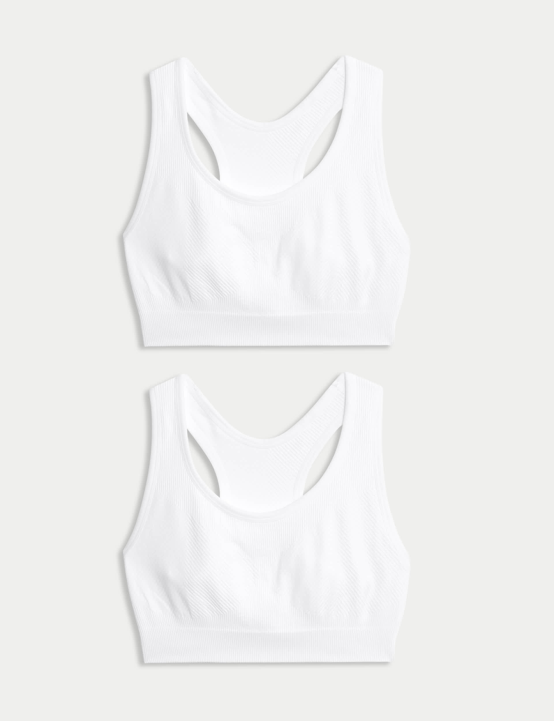 Goodmove Women's 2 Pack Seamless Medium Support Sports Bras - White, Black Mix,White