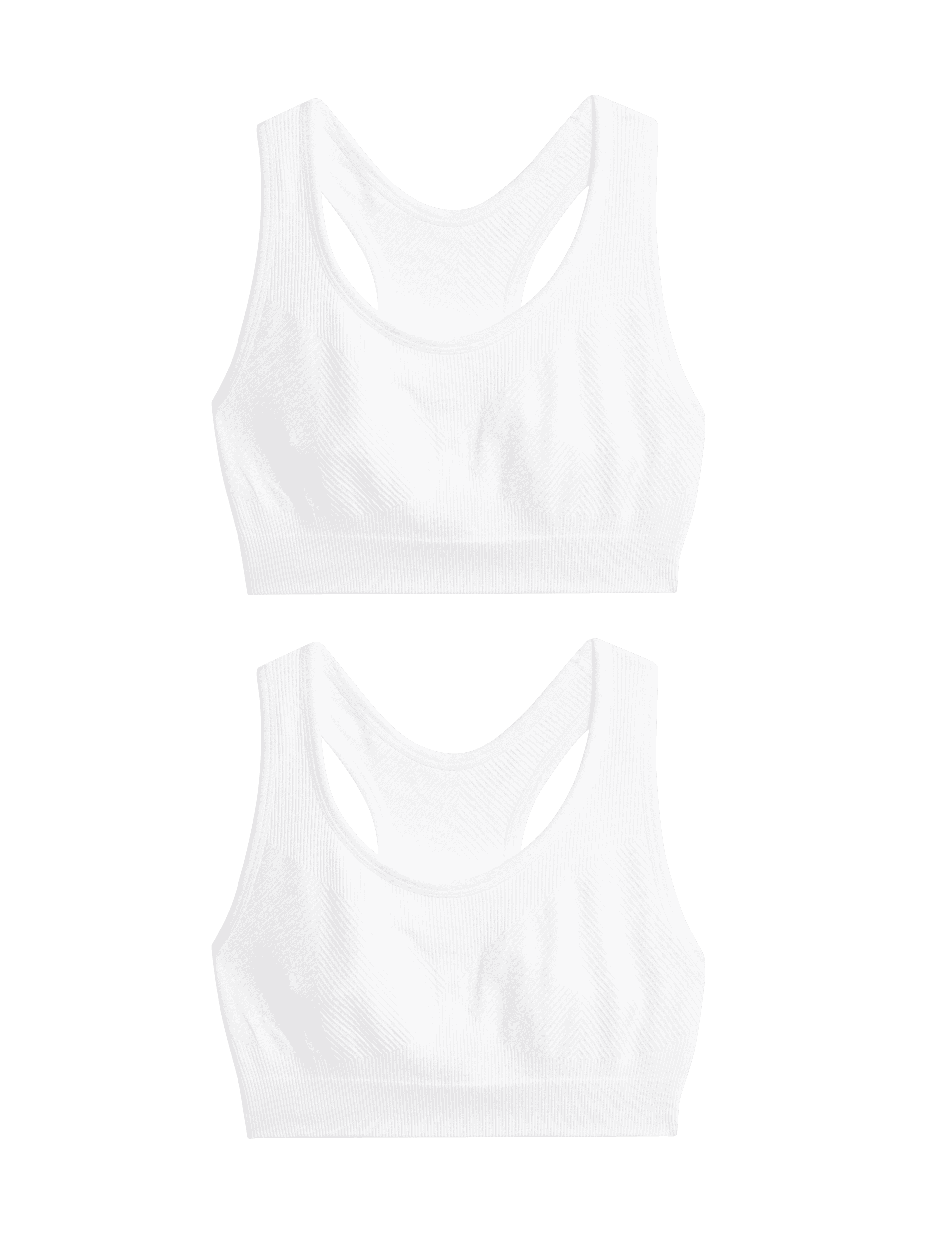 Goodmove Women's 2 Pack Seamless Medium Support Sports Bras - White, White,Black Mix