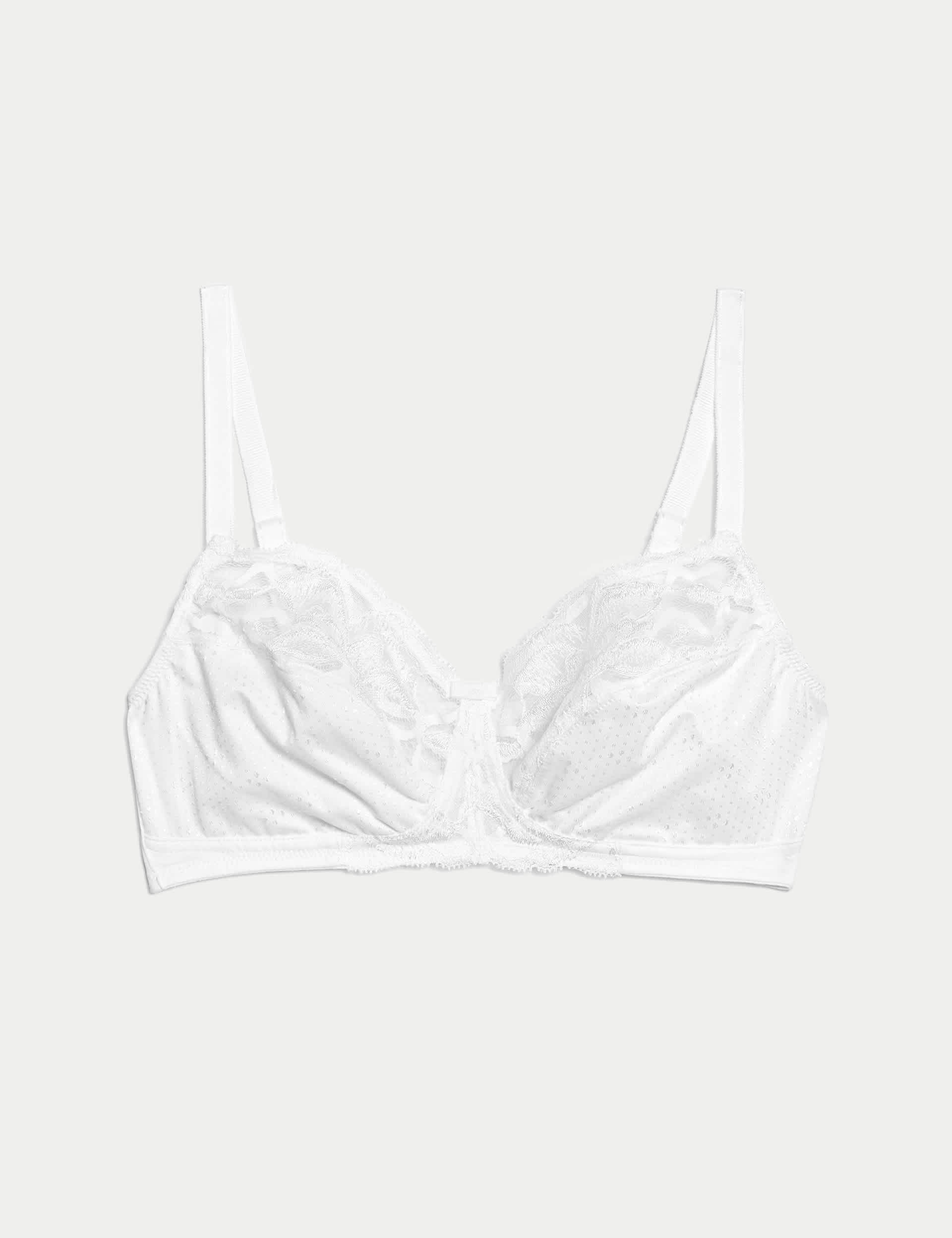 M&S Women's Wild Blooms Non-Padded Full Cup Bra A-E - 34B - White, Opaline,White,Black