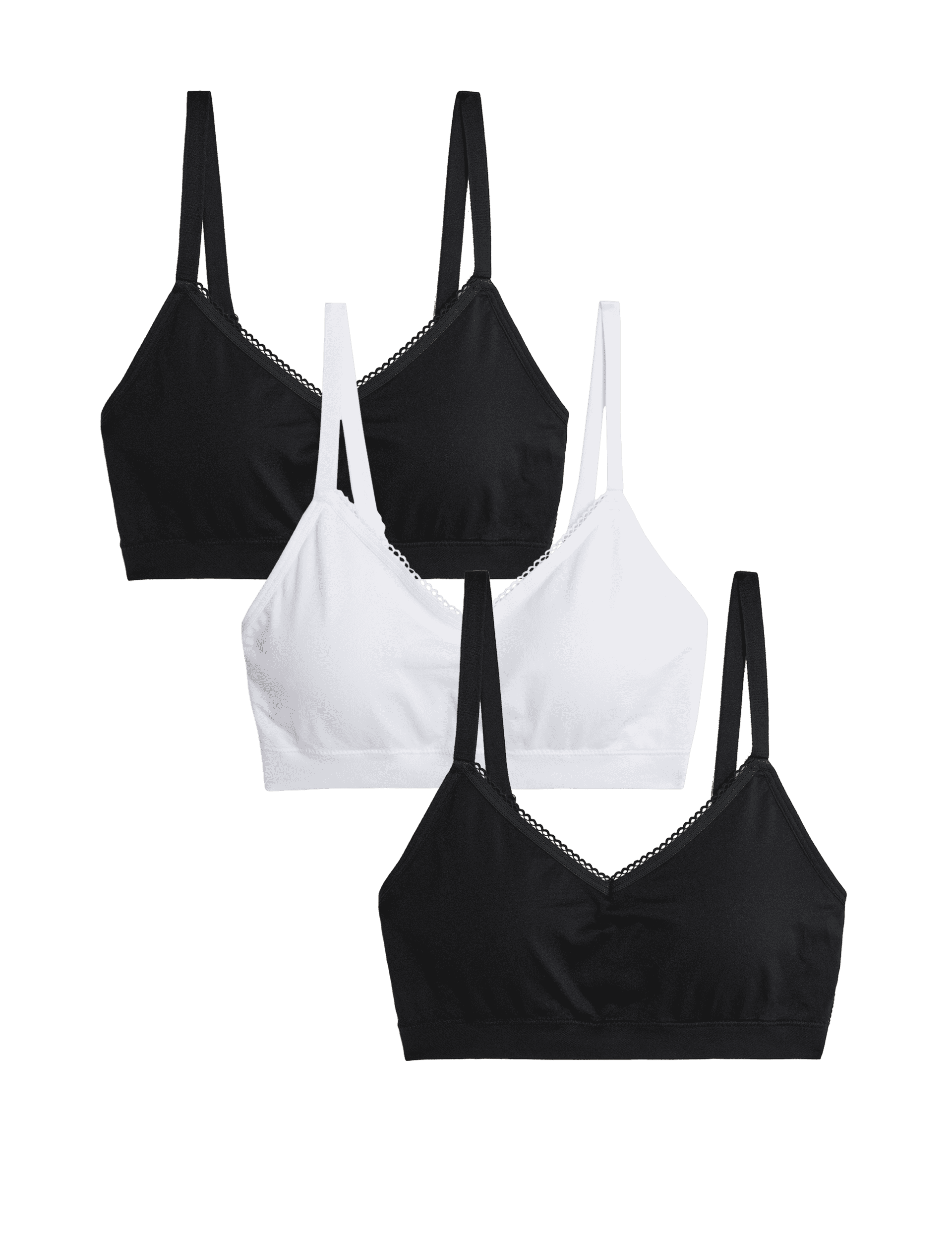 M&S Collection Women's 3pk Seamless Non Wired Bralettes - XL - Black Mix, Black Mix,Soft Pink