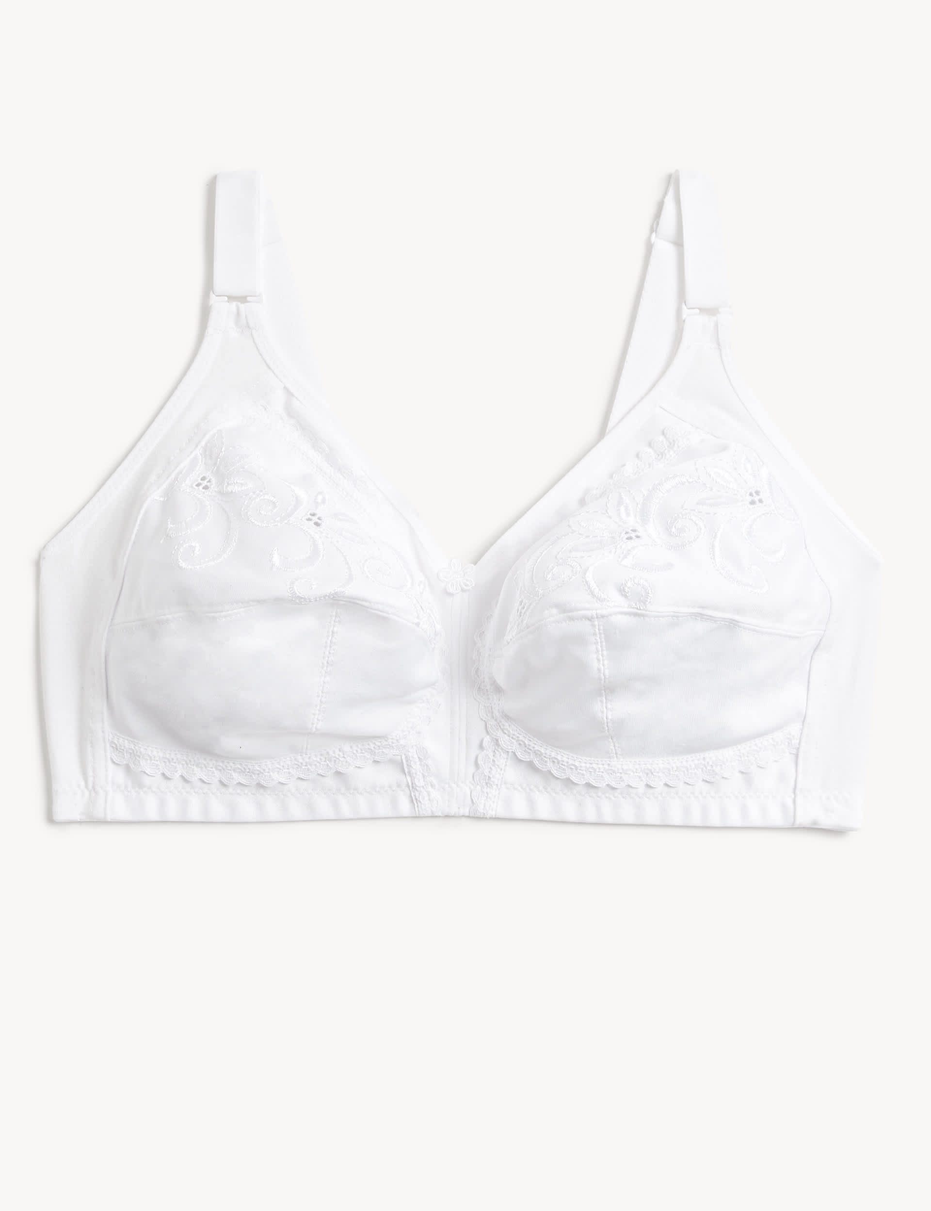 M&S Women's Total Support Embroidered Full Cup Bra B-G - 38C - White, Opaline,Black,White,Cream