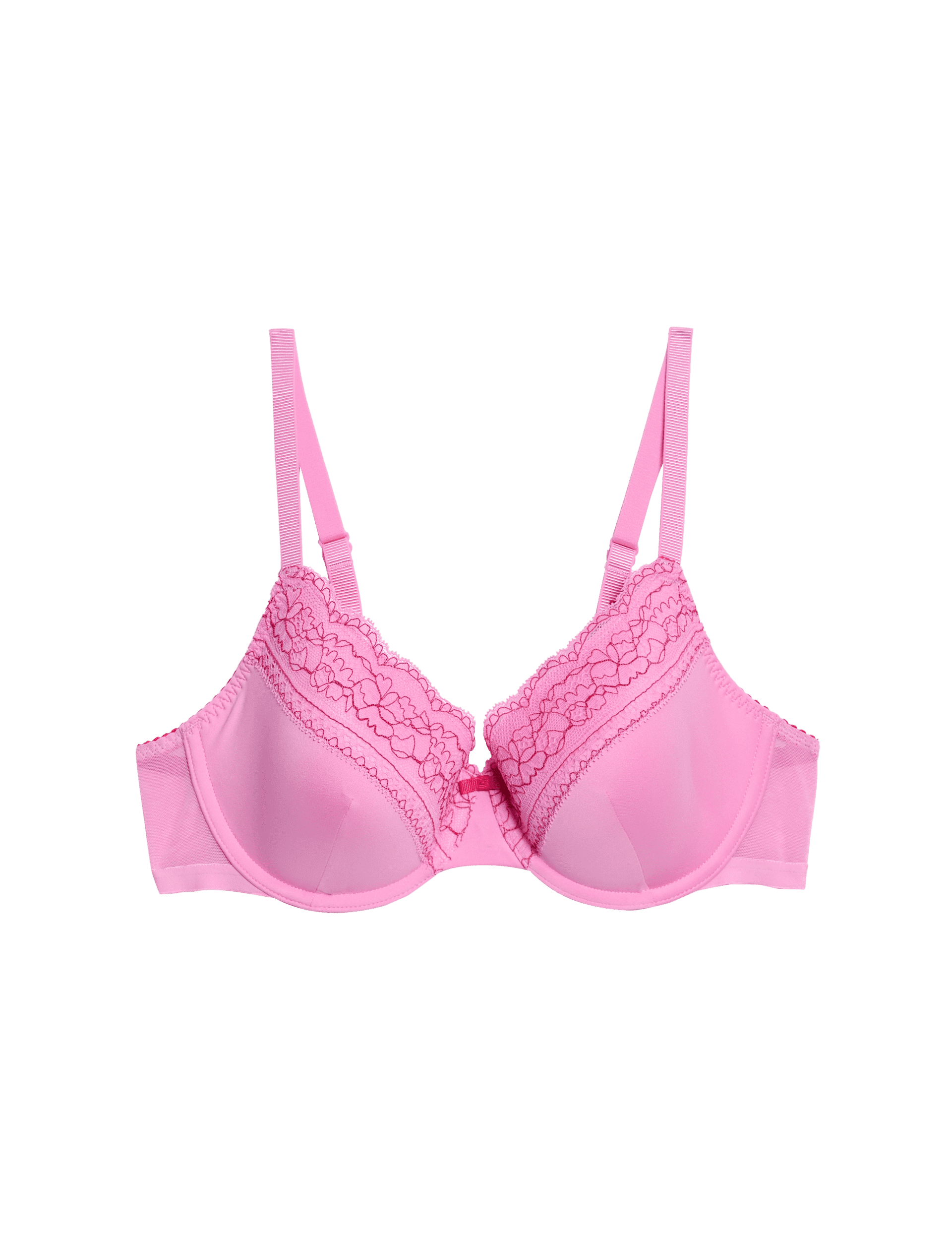 M&S Collection Women's Lace Trim Padded Full Cup Wired Bra A-E - 36C - Pink, Pink,Black,White,Rose Q