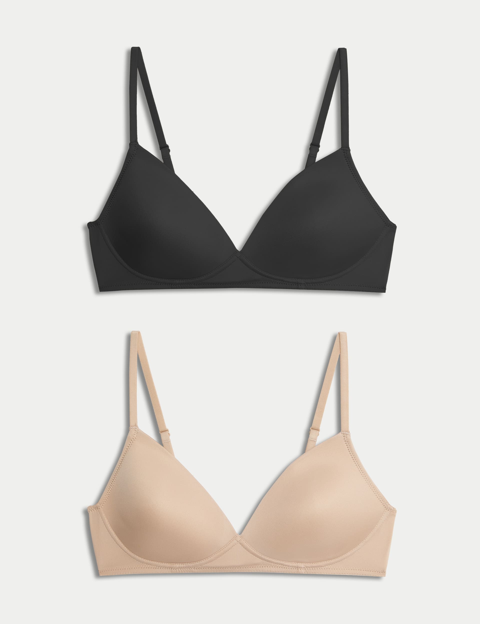 M&S Neutrals Women's 2pk Non Wired First Bras AA-D - 32A - Black/Opaline, Black/Opaline,Opaline Mix,