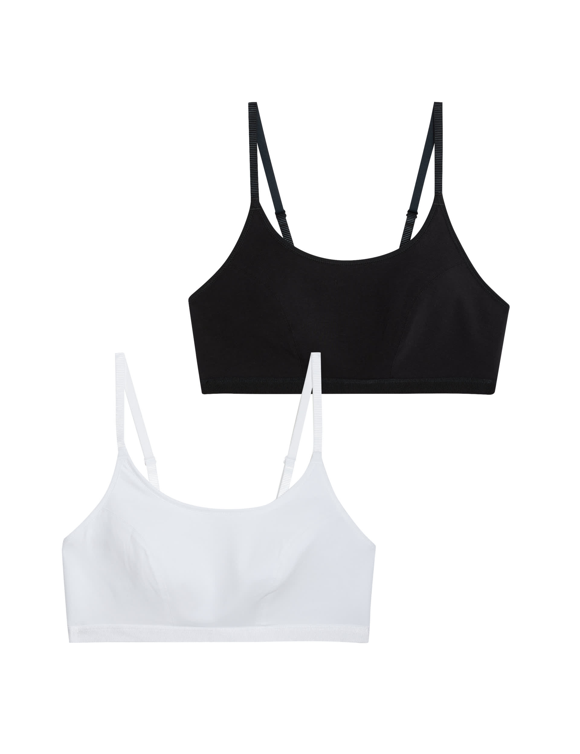 M&S Collection Women's 2 Pack Non Wired Crop Top First Bras - 6 - White Mix, White Mix