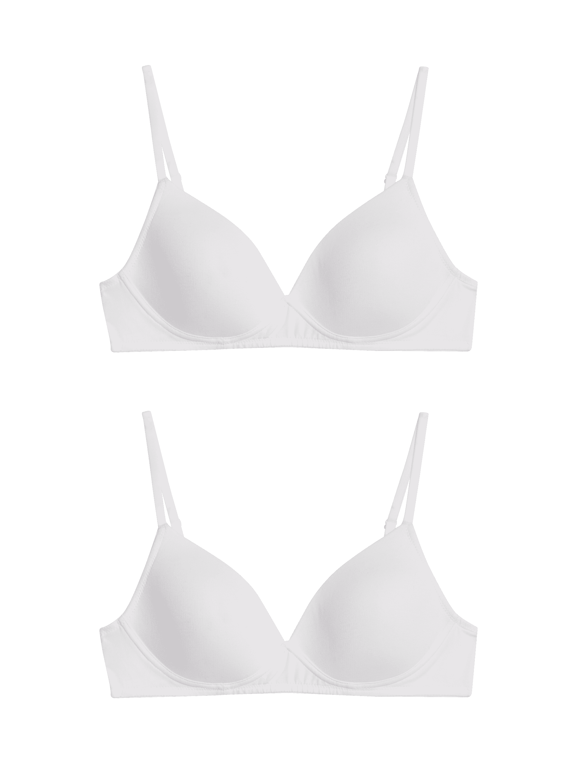 M&S Collection Women's 2 Pack Cotton Rich Non Wired First Bras (A-D) - 32A - White/White, Black Mix,