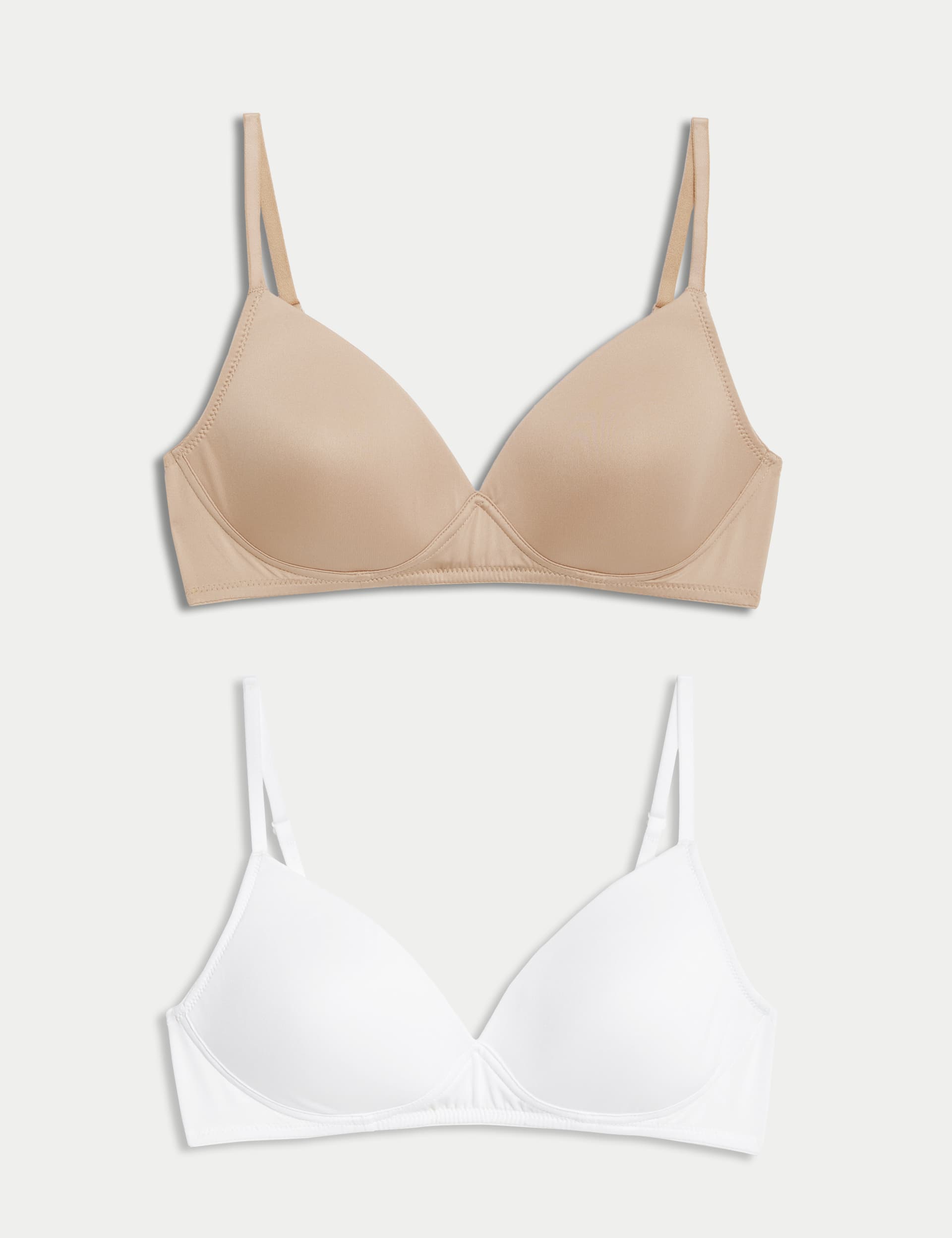 M&S Women's 2pk Non Wired First Bra - 32A - White Mix, White Mix,Rich Amber,Topaz,Rose Quartz,Rich Q