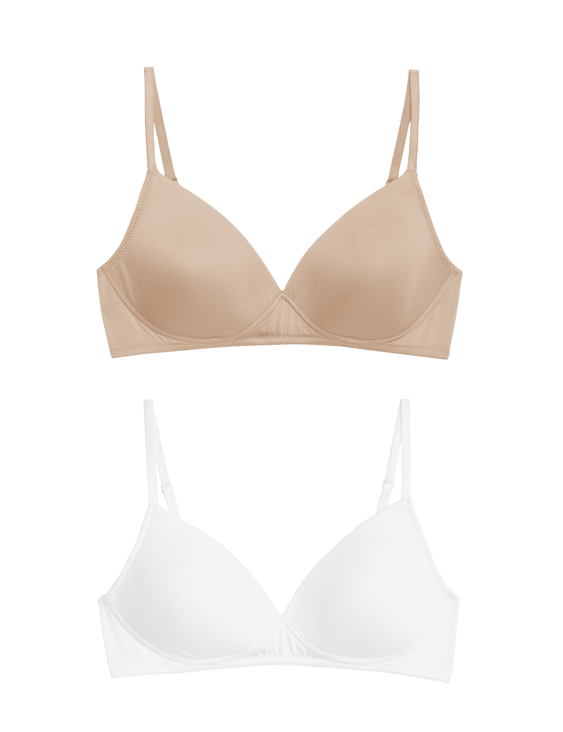 M&S Collection Women's 2 Pack Non Wired First Bra - 32A - White Mix, Rose Quartz,Rich Quartz,Rich Am