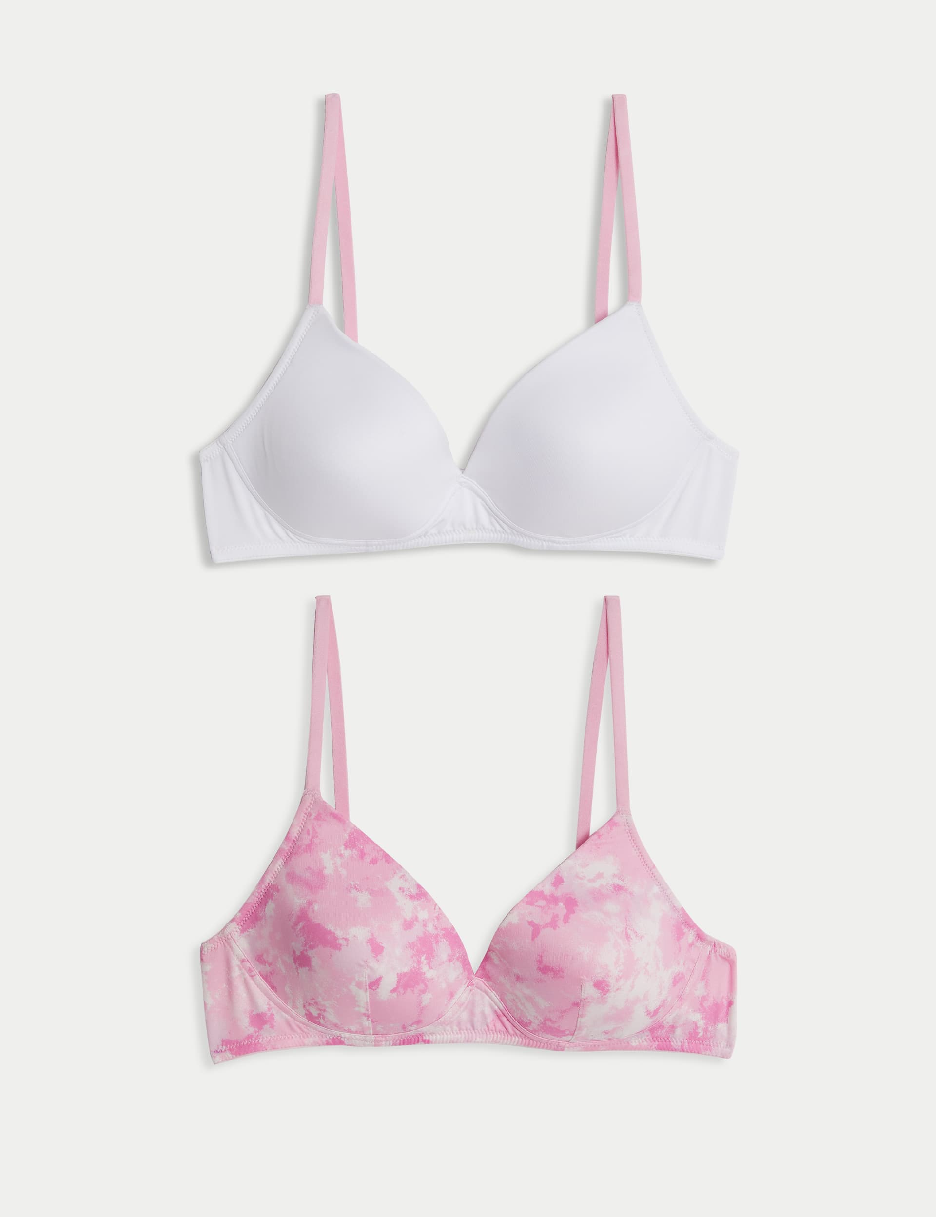 M&S Women's 2pk Padded First Bras (AA-D) - 32A - Pink Mix, Khaki Mix,Pink Mix,Ecru Mix,Blue Mix