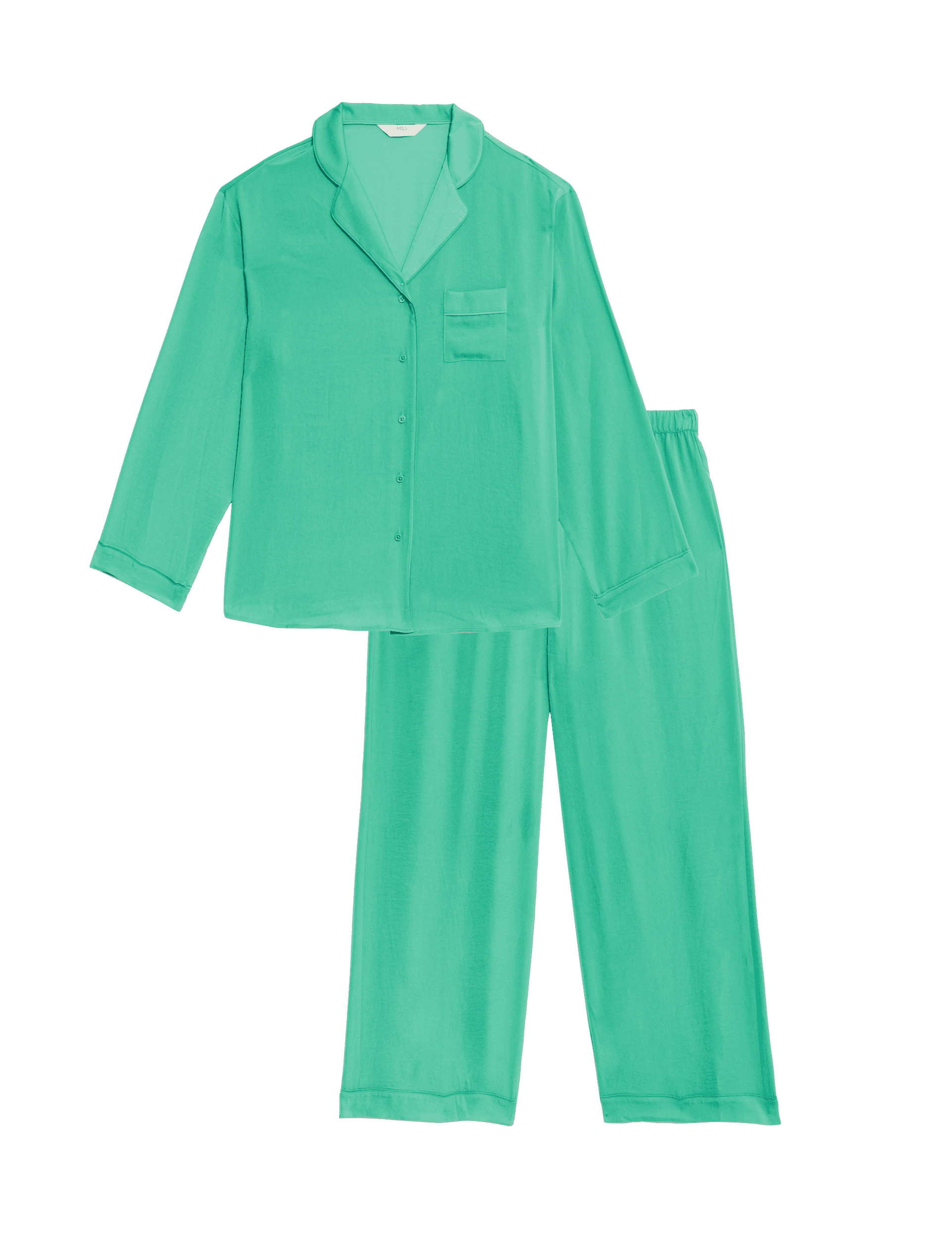 M&S Collection Women's Dream Satin Pyjama Set - 12 - Sea Green, Sea Green