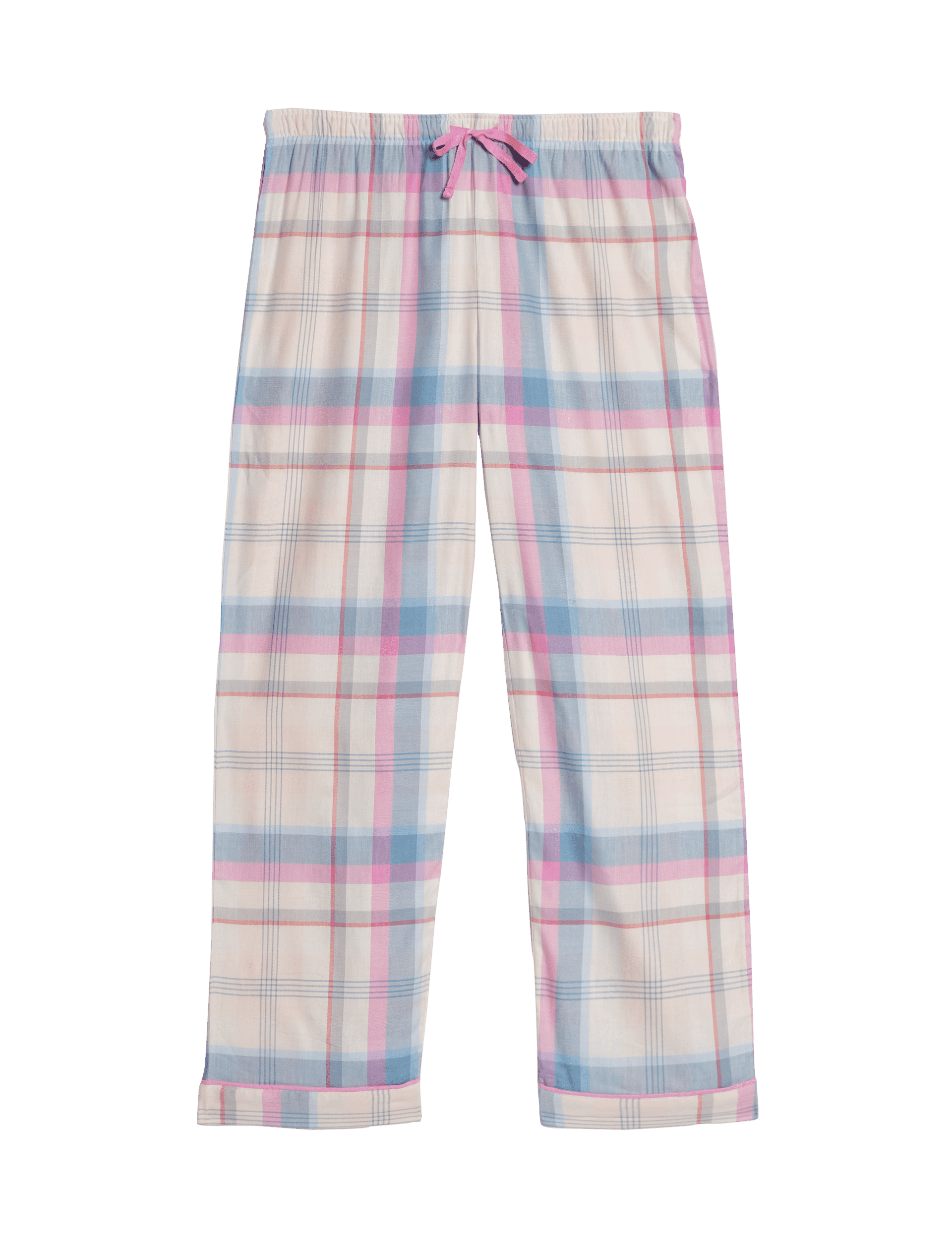 M&S Collection Women's Cotton Blend Checked Pyjama Bottoms - 12REG - Peach Mix, Peach Mix