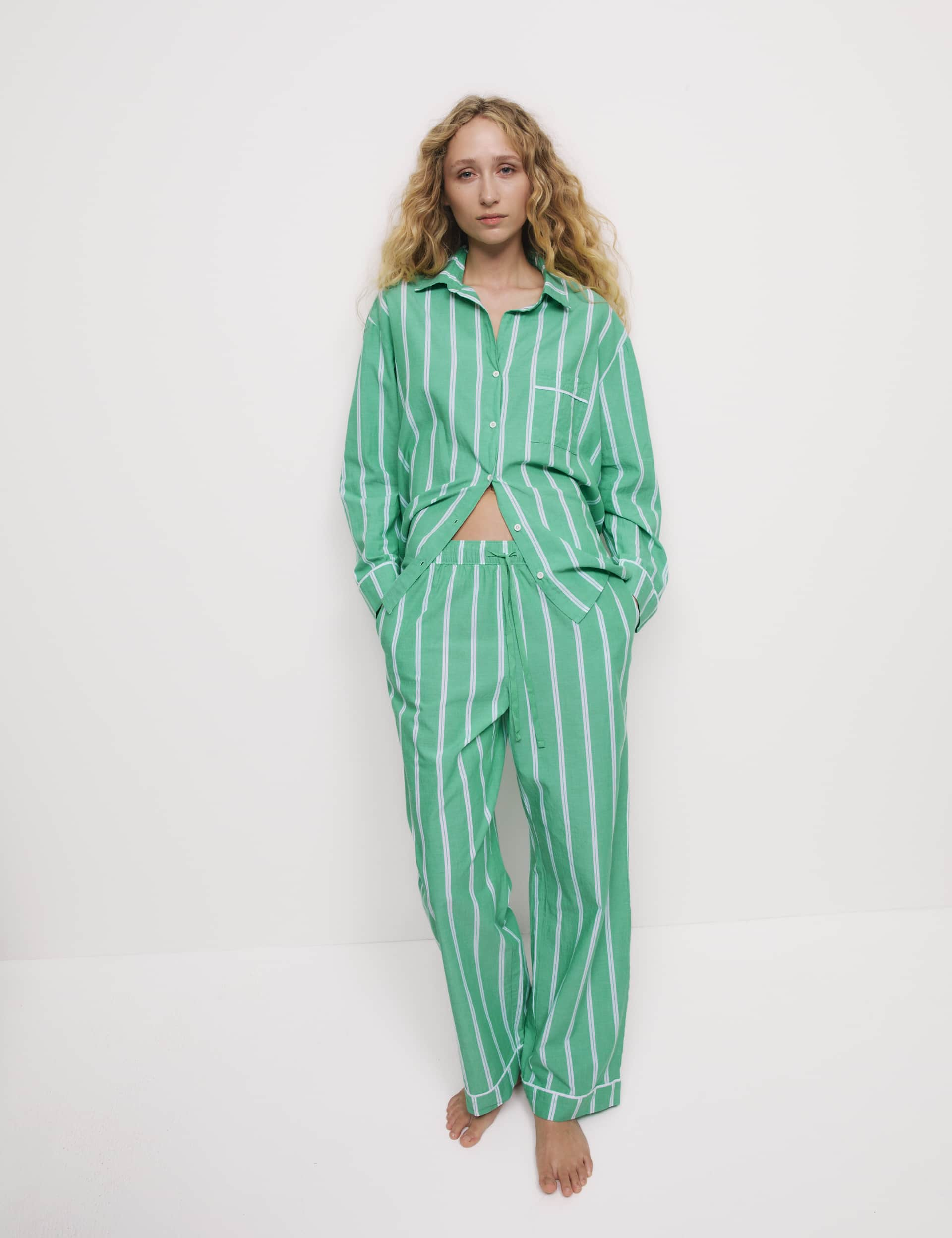 Body By M&S Women's Cool Comfort Striped Pyjama Bottoms - 16REG - Emerald, Emerald