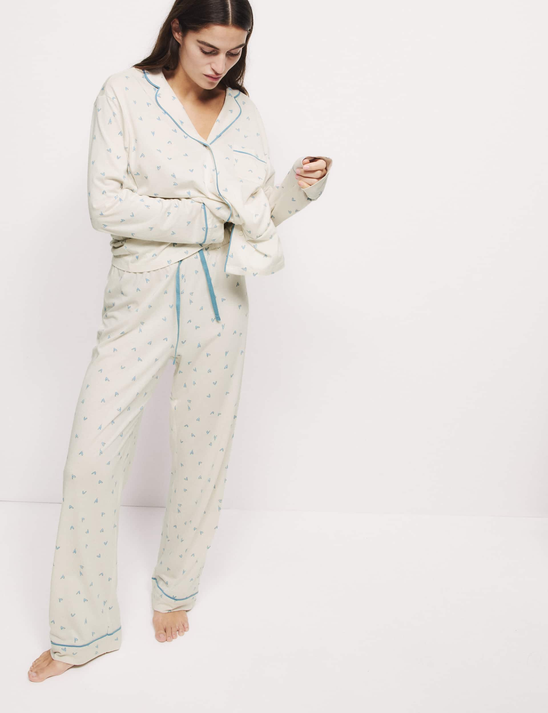 M&S Collection Women's Cool Comfort Printed Pyjamas - Ivory Mix, Grey Mix,Ivory Mix