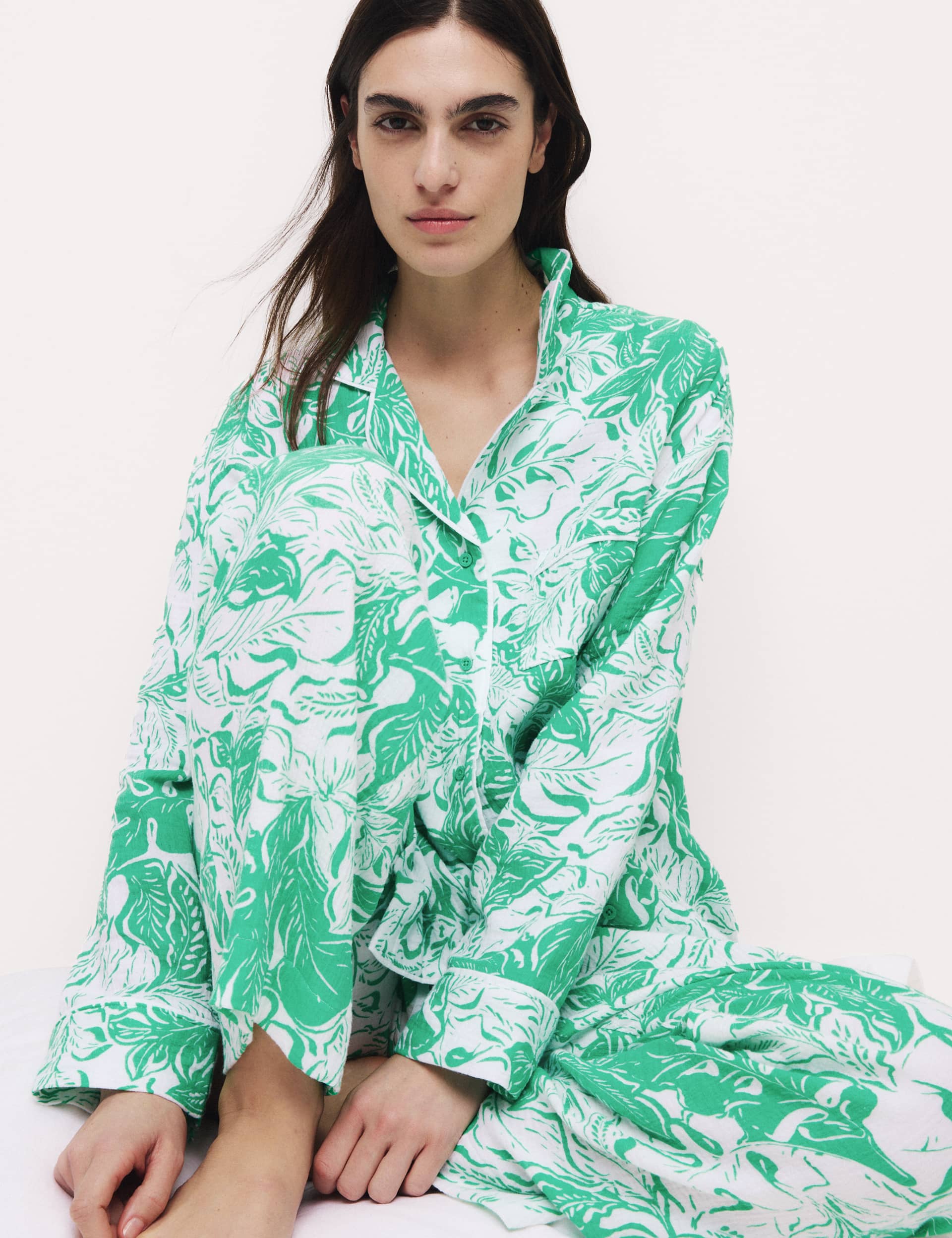 Body By M&S Women's Cool Comfort Printed Pyjama Set - 14 - Emerald, Emerald