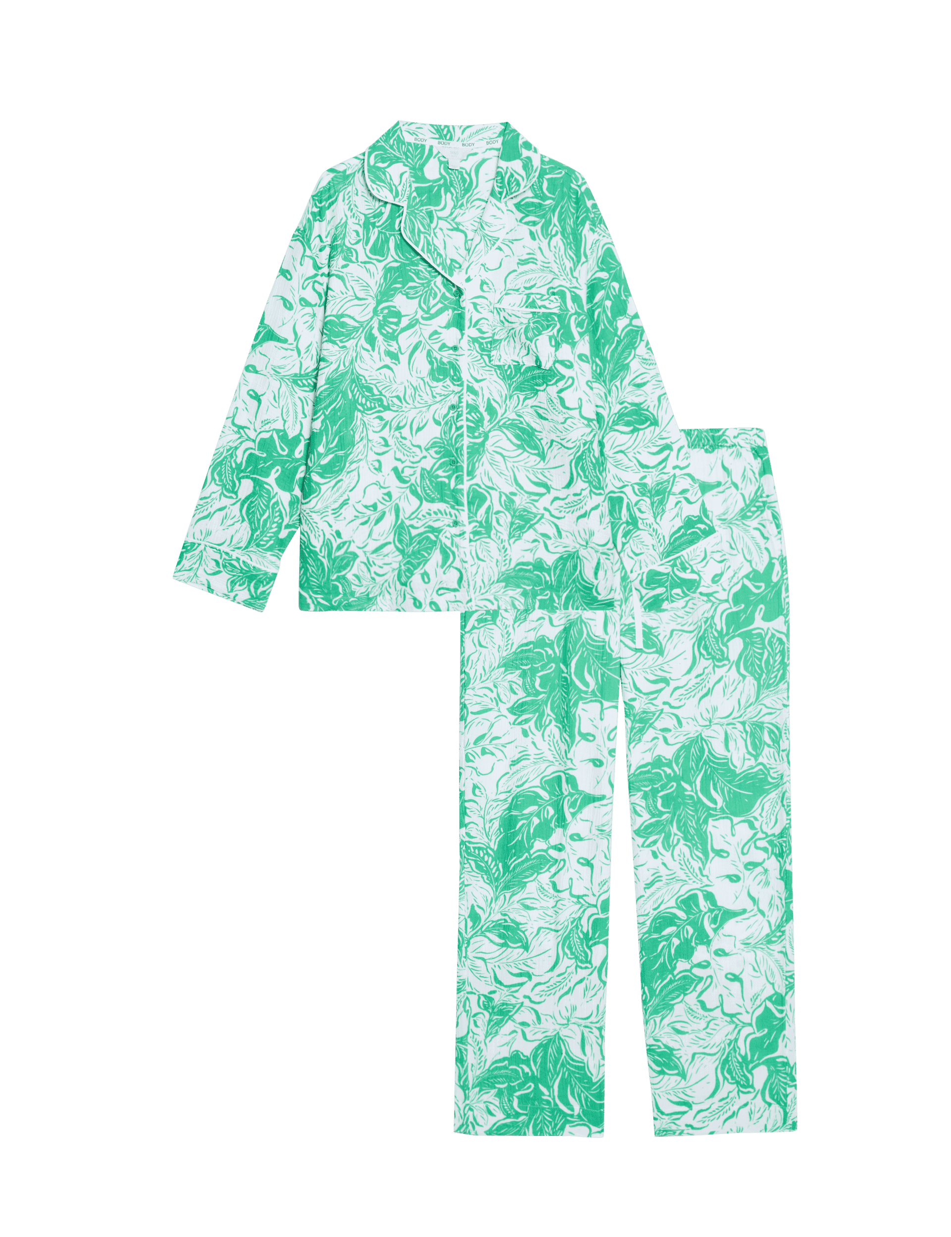 Body By M&S Women's Cool Comfort Printed Pyjama Set - 12 - Emerald, Emerald