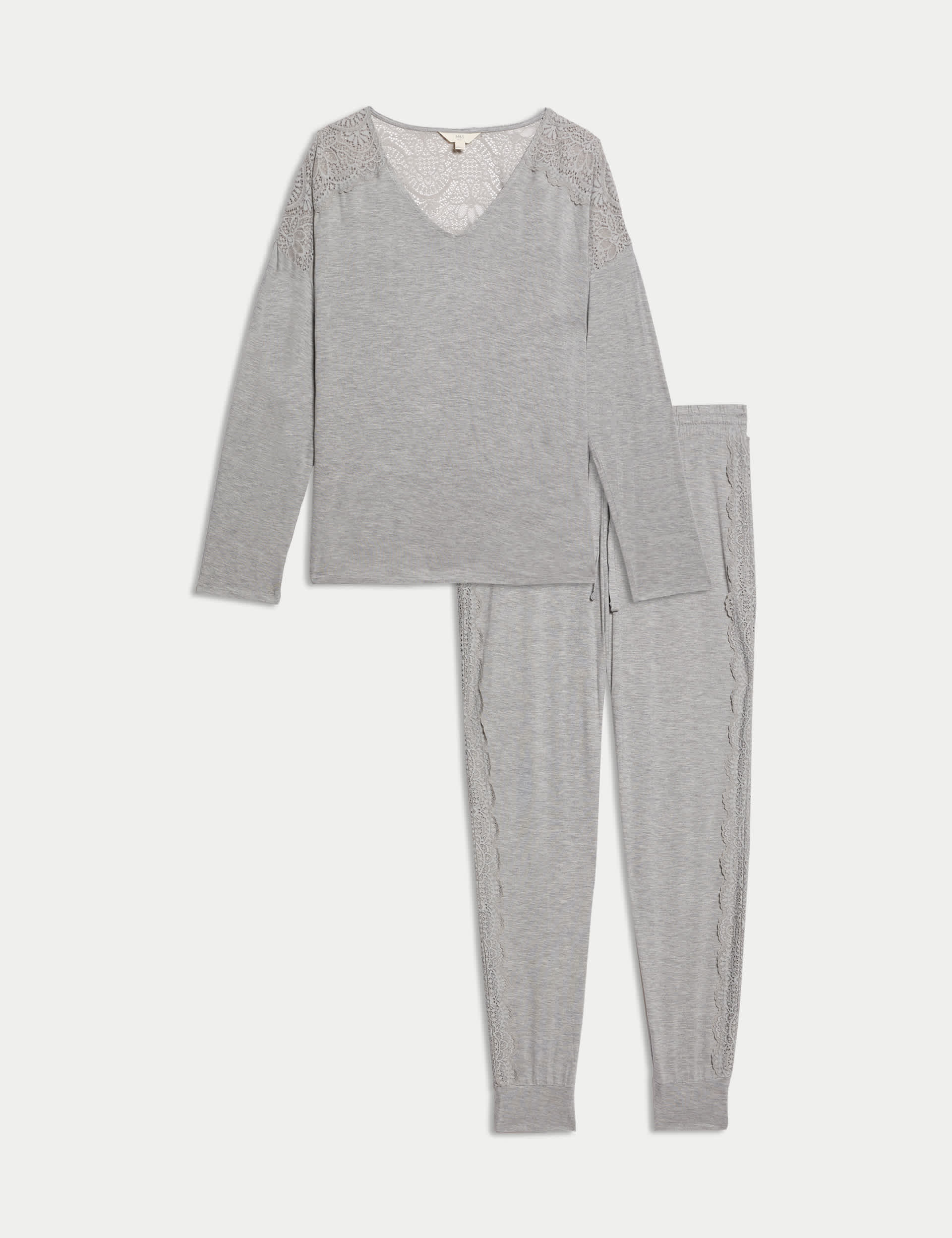 Body By M&S Women's Body Soft Pyjama Set - Grey, Damask,Grey