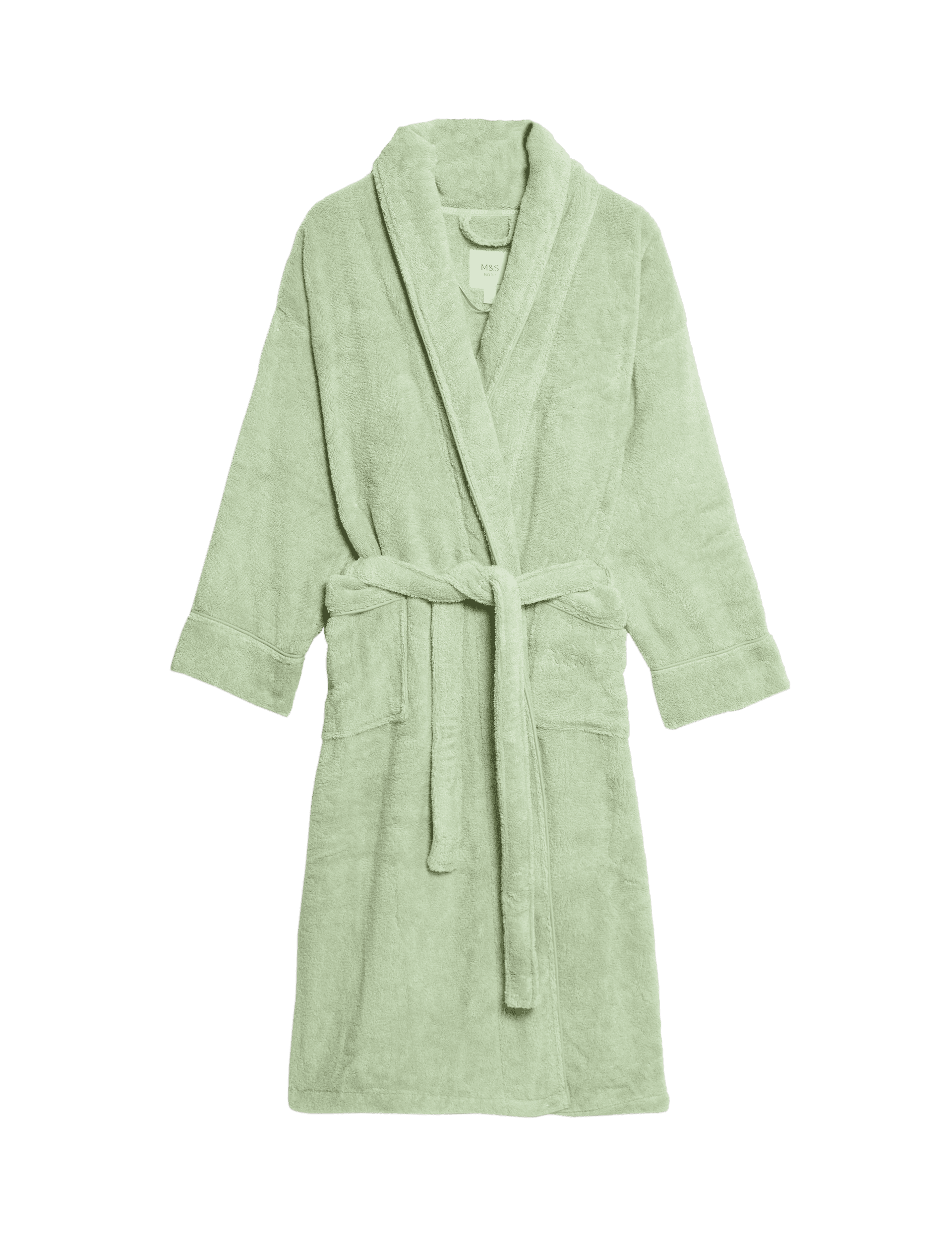 M&S Collection Women's Pure Cotton Towelling Dressing Gown - M - Light Mint, Light Mint,Soft Pink,Wh