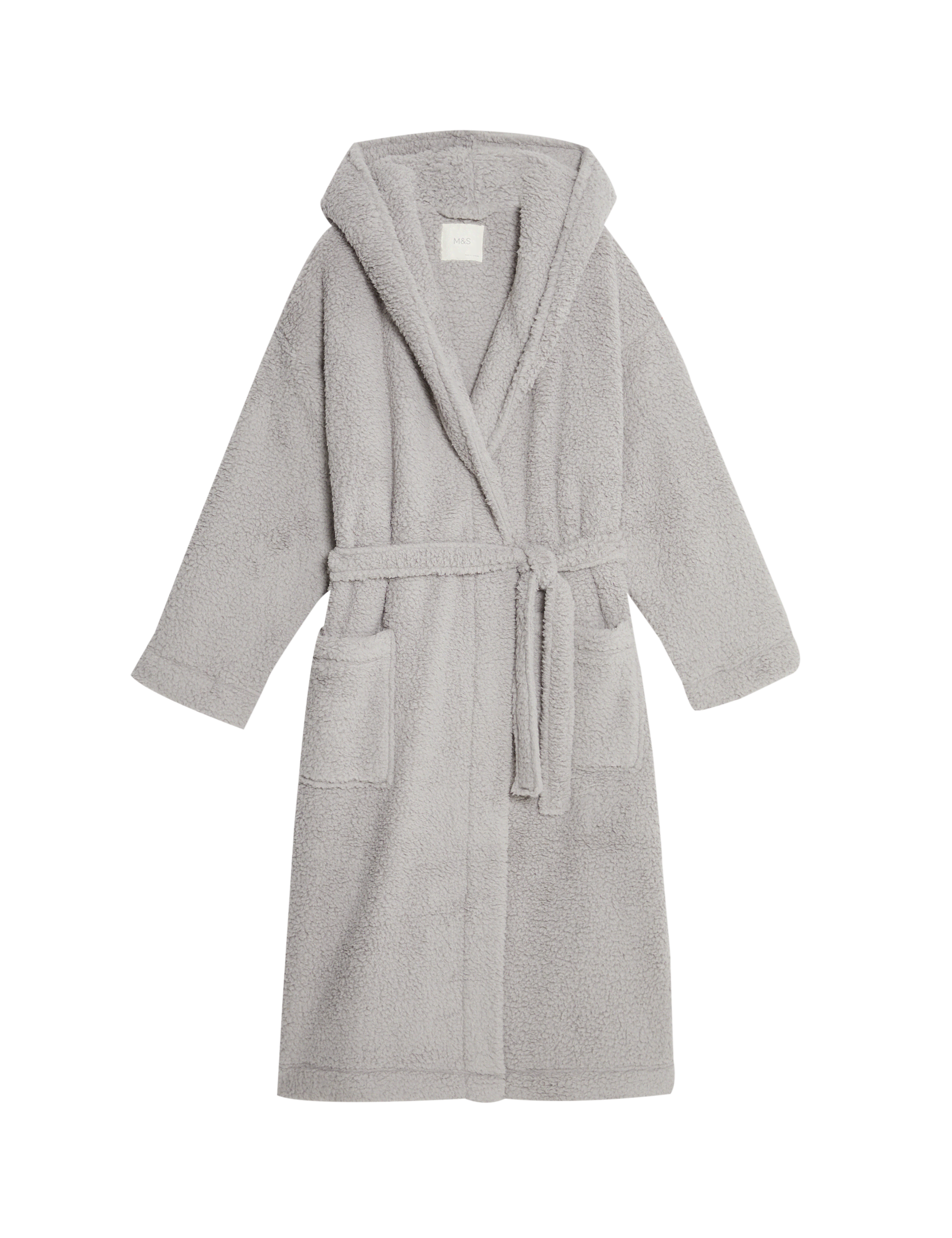 M&S Collection Women's Teddy Borg Dressing Gown - M - Grey, Grey