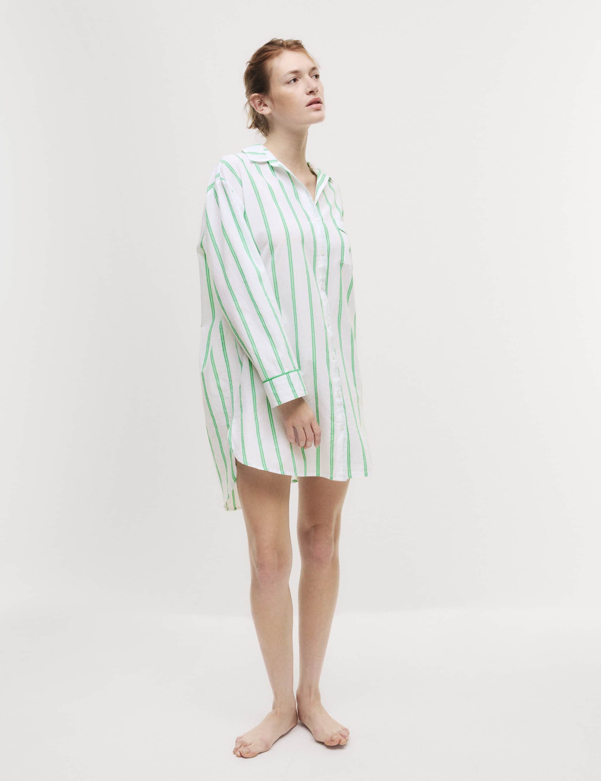 Body By M&S Women's Cool Comfort Striped Nightshirt - 14 - Emerald, Emerald