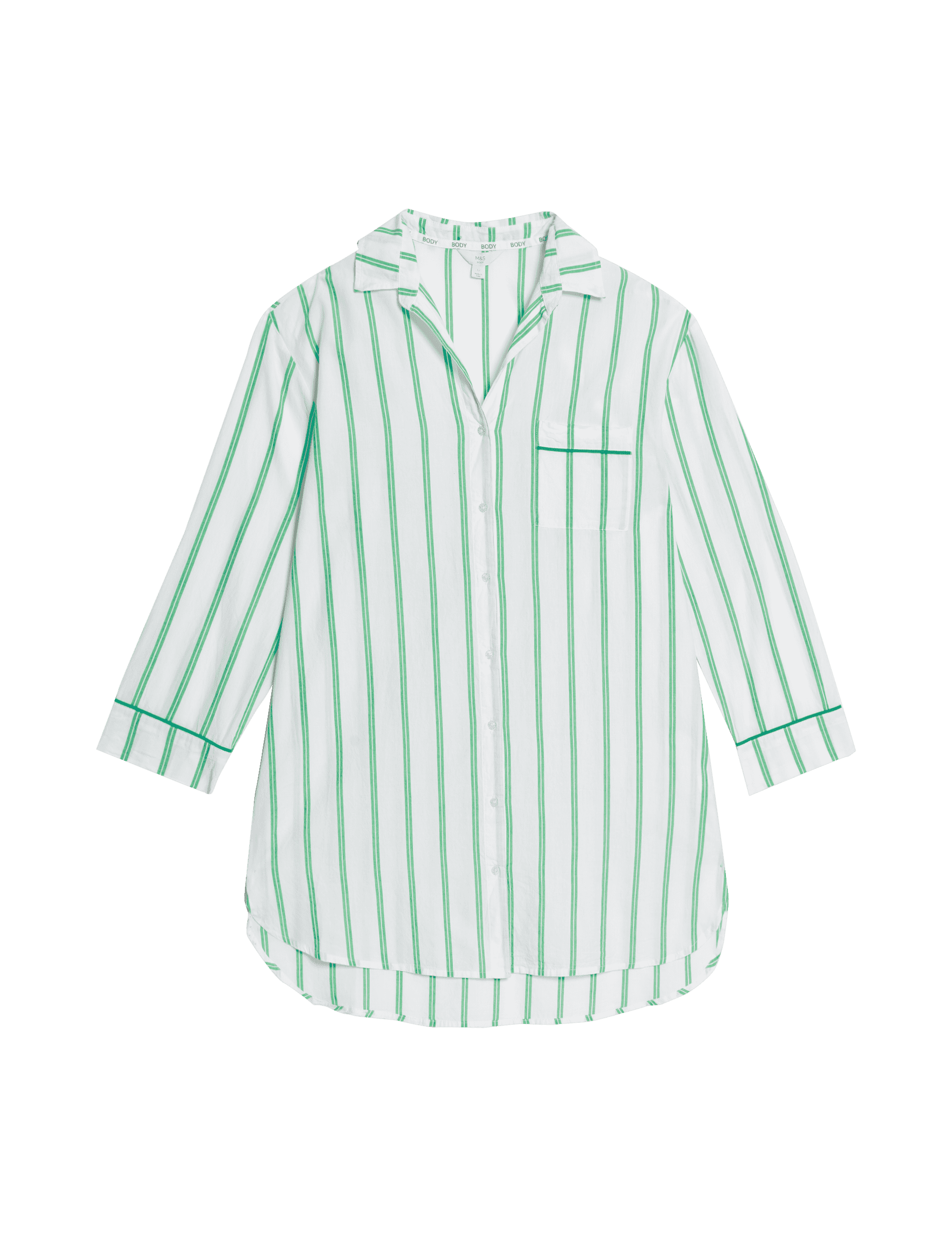 Body By M&S Women's Cool Comfort Striped Nightshirt - 14 - Emerald, Emerald