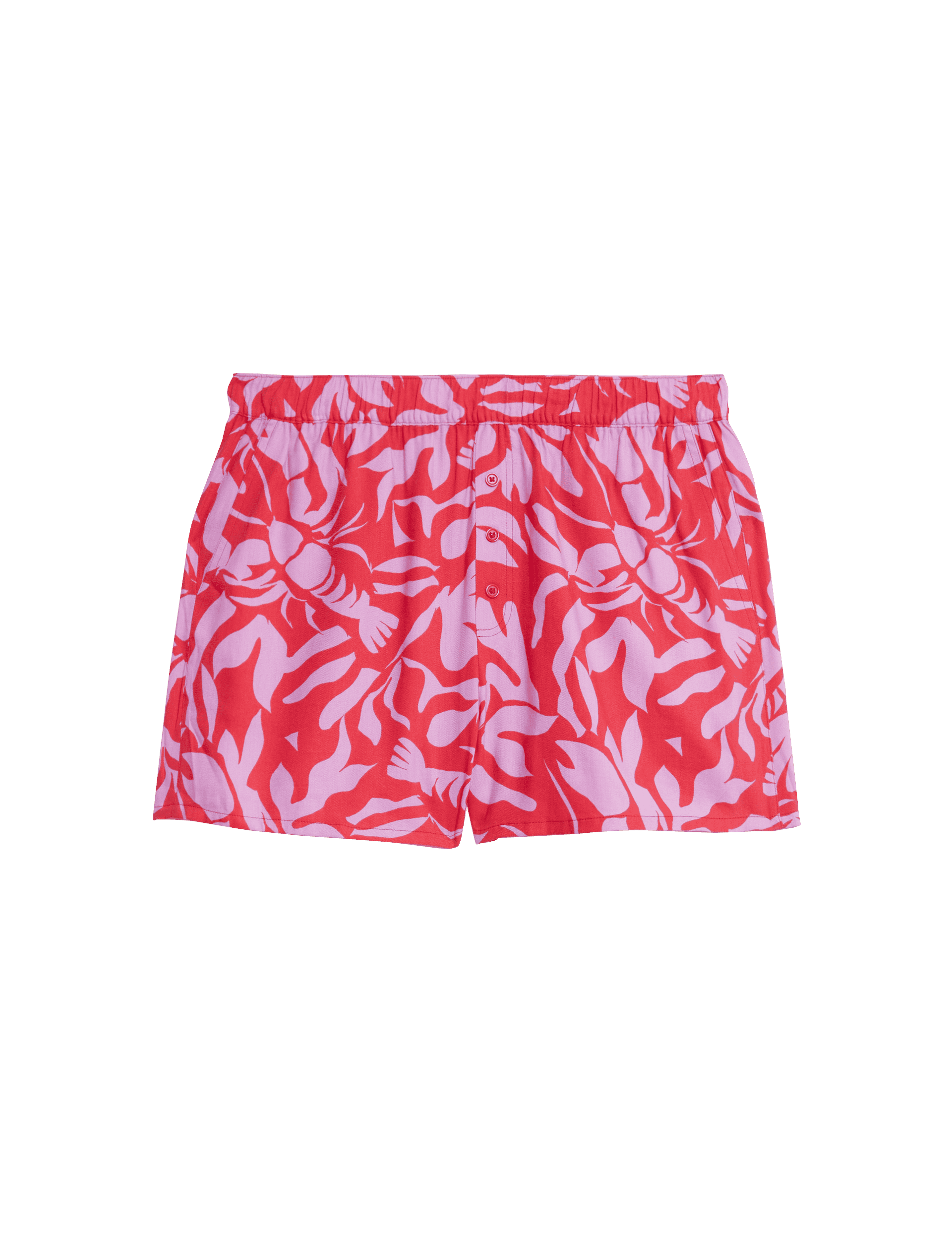 M&S Collection Women's Cotton Blend Lobster Print Pyjama Shorts - 12 - Pink Mix, Pink Mix