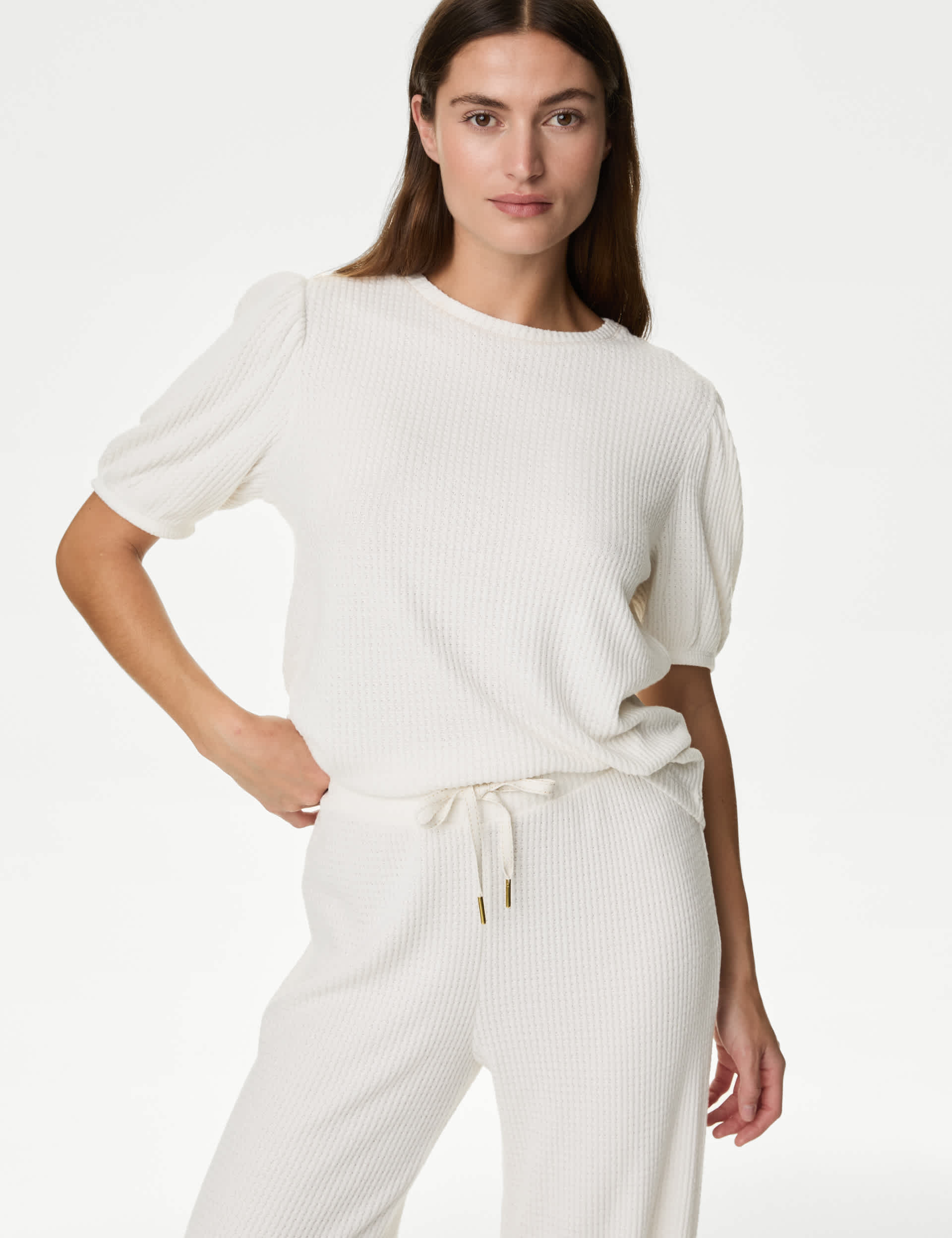 M&S Women's Cosy Waffle Pyjama Top