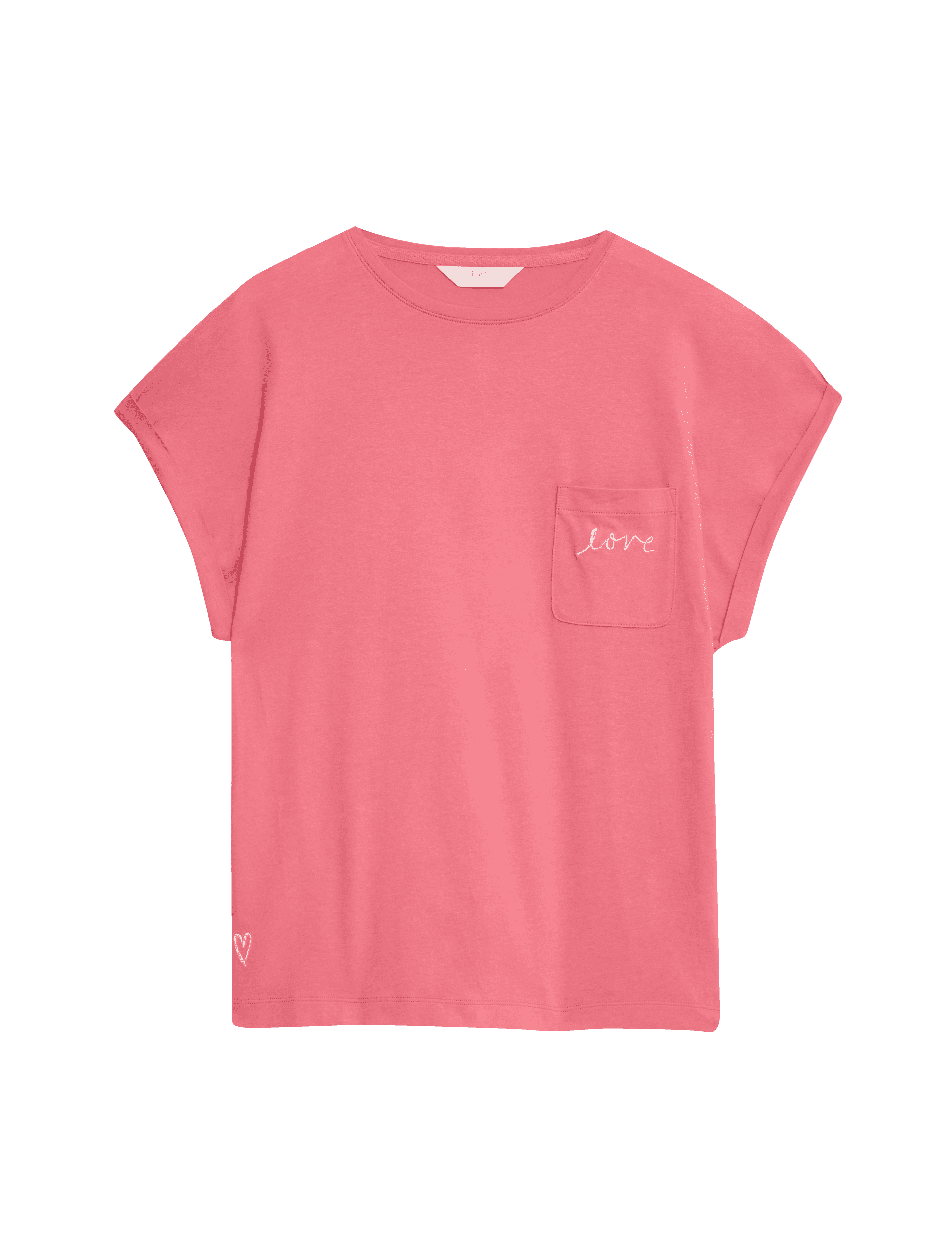 M&S Collection Women's Pure Cotton Slogan Pyjama Top - Rouge, Rouge