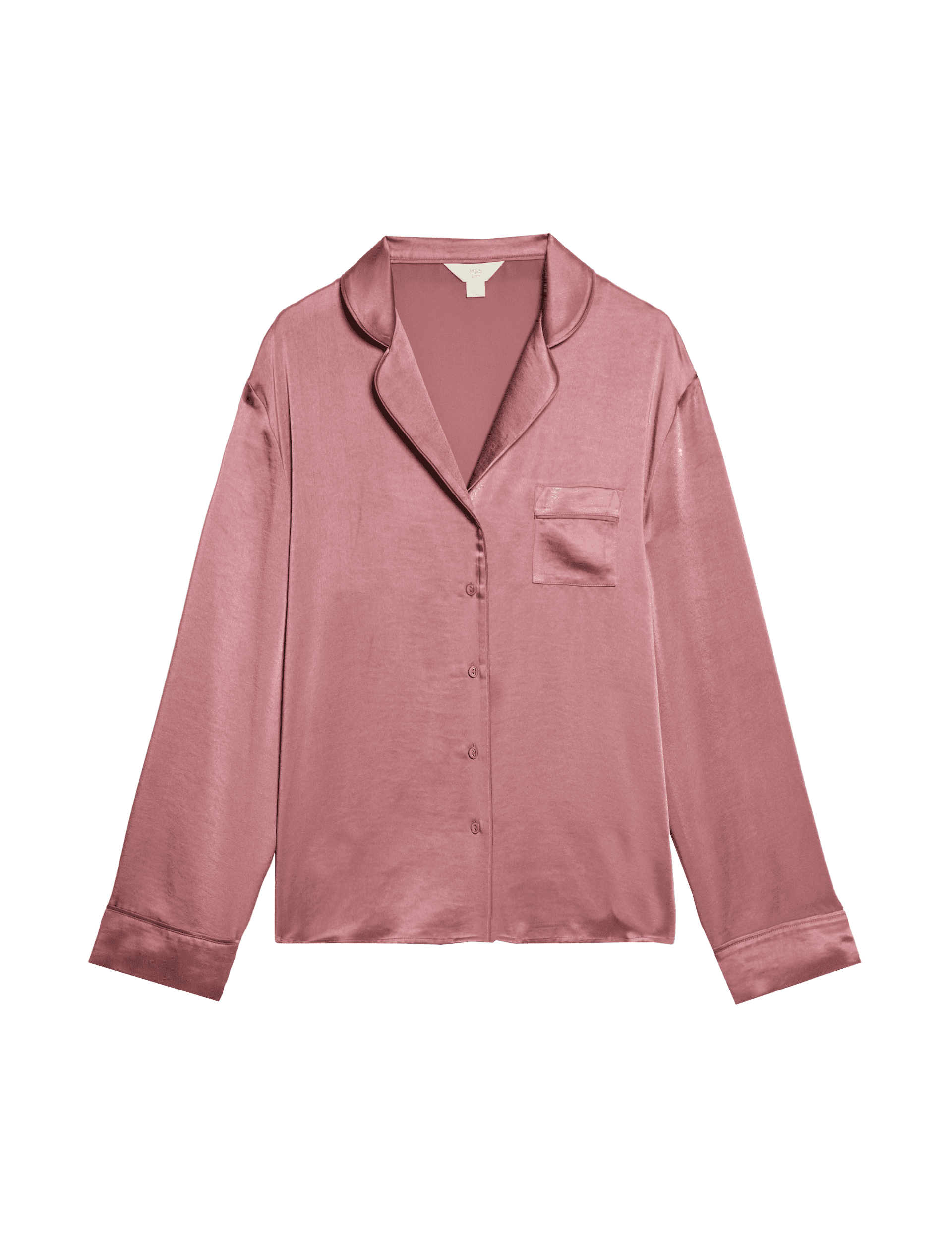 Body By M&S Women's Dream Satin Revere Pyjama Top - 14 - Dusty Pink, Dusty Pink