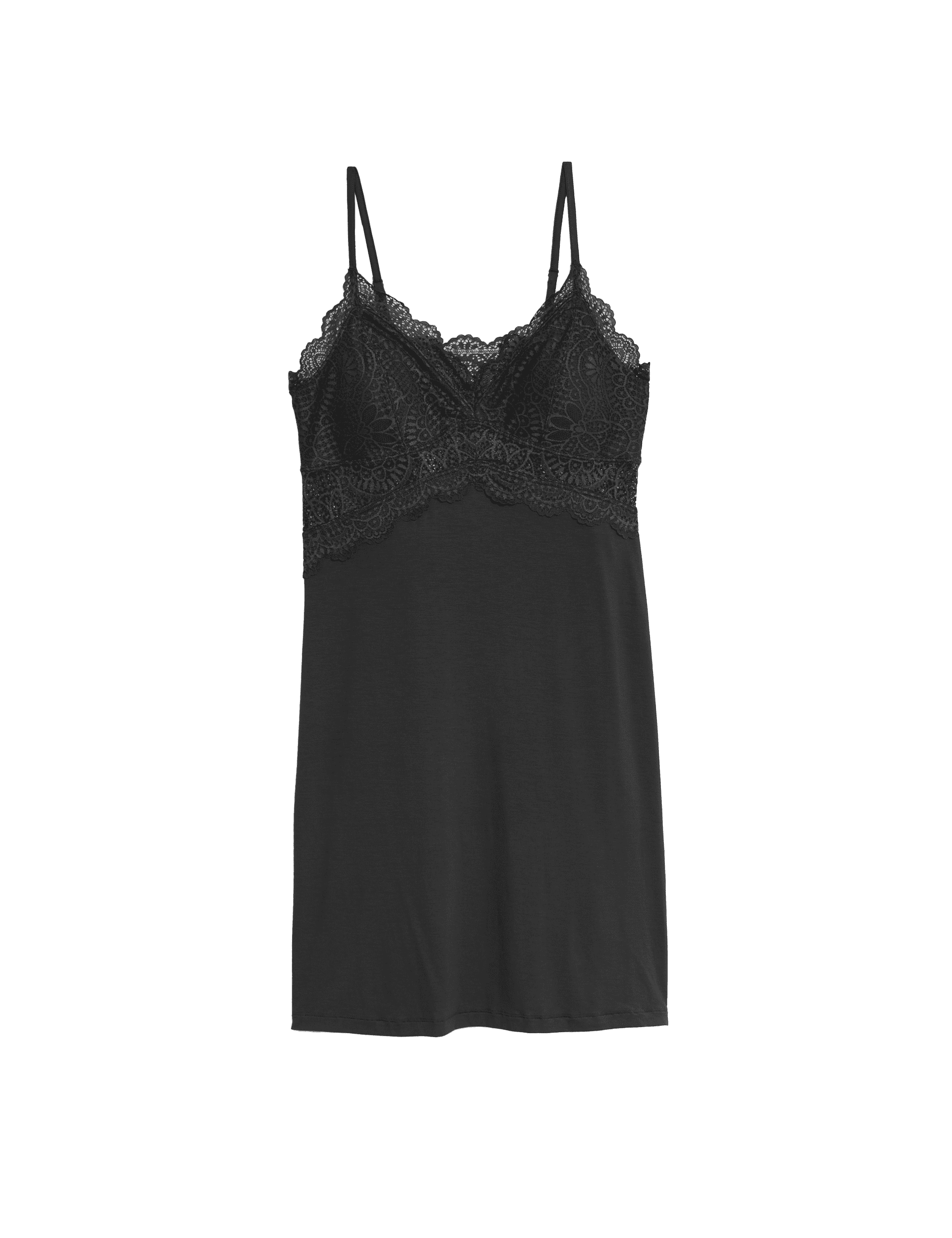 Body By M&S Women's Body Soft Lace Trim Chemise - XL - Black, Black