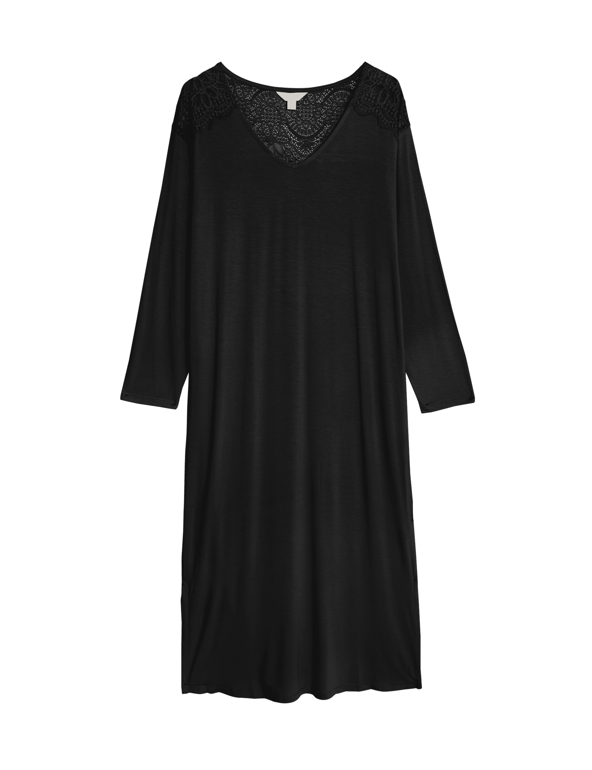 Body By M&S Women's Body Soft Lace Trim Nightdress - Black, Black