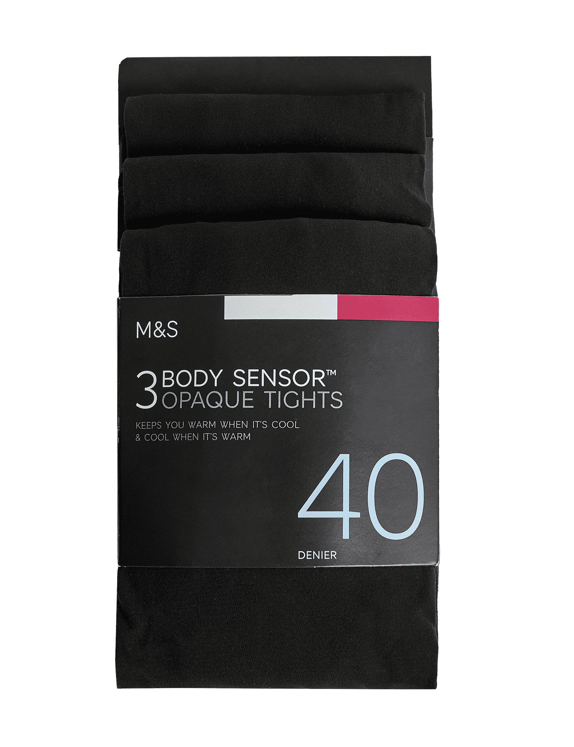 M&S Collection Women's 3pk 40 Denier Body Sensor Tights - M - Black, Black,Navy