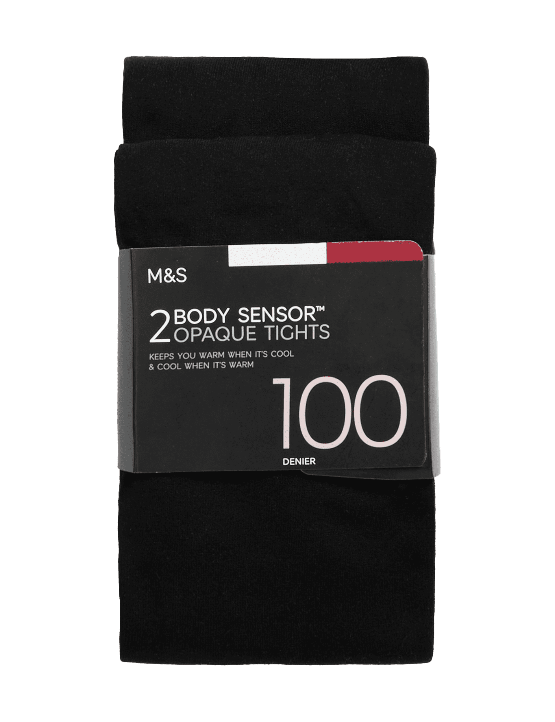 M&S Collection Women's 2 Pack 100 Denier Body Sensor Opaque Tights - M - Black, Black