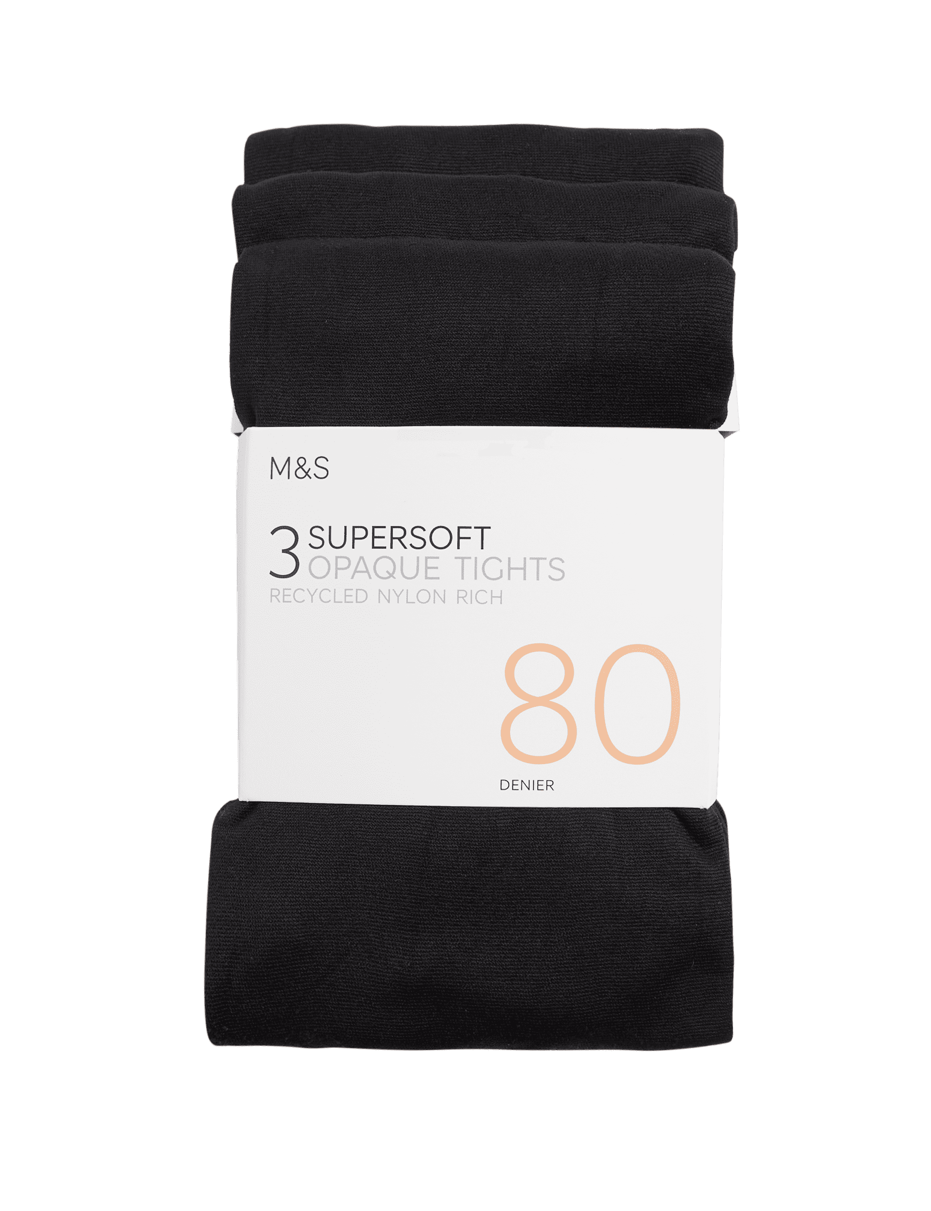 M&S Collection Women's 3pk 80 Denier Supersoft Opaque Tights - M - Black, Black