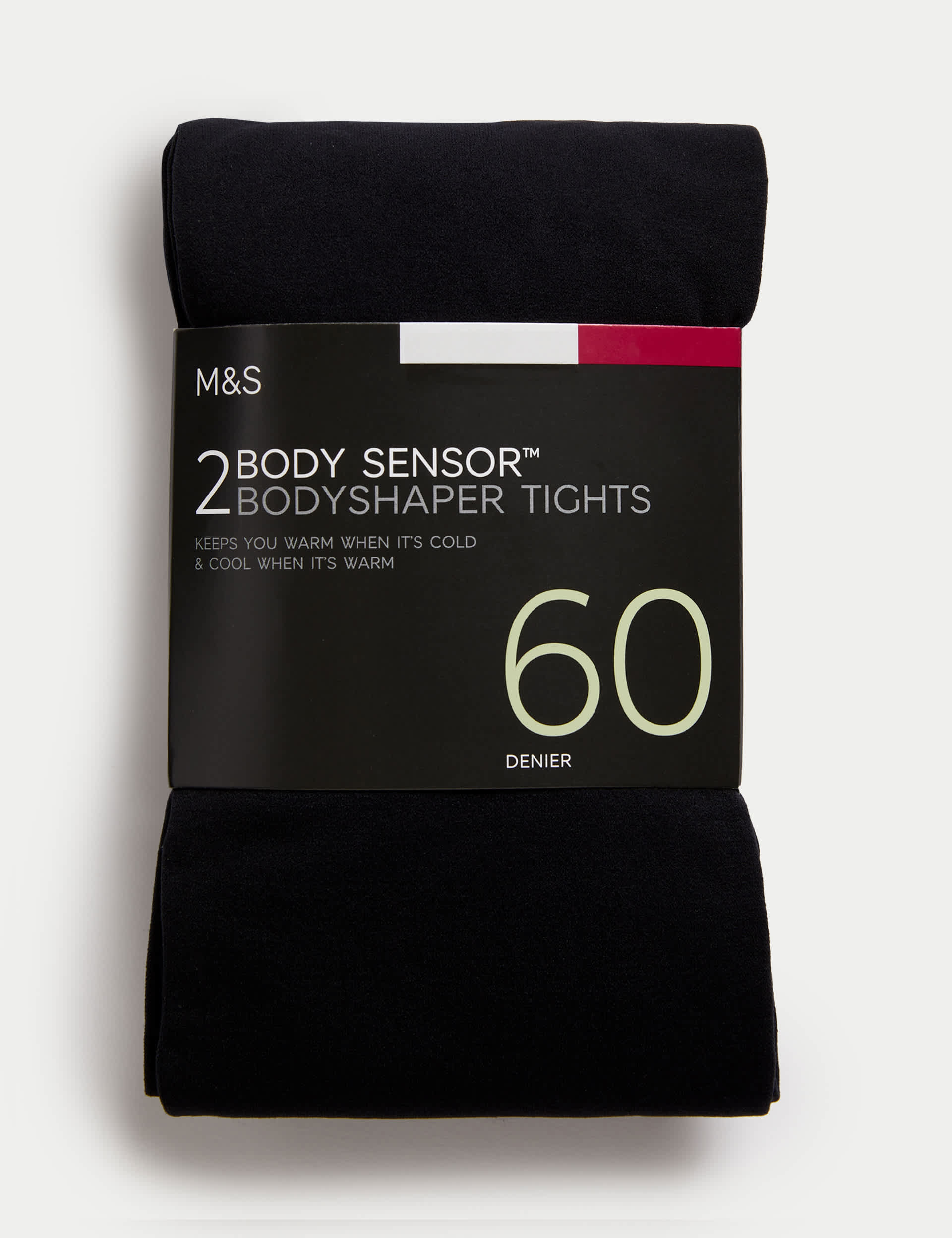 M&S Women's 2pk 60 Denier Body Sensor Body Shaping Tights - M - Black, Black