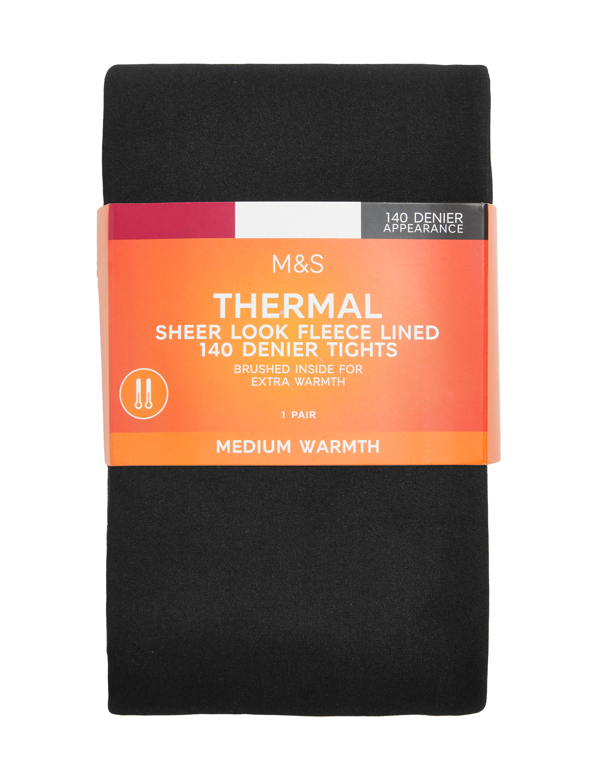 M&S Collection Women's 140 Denier Thermal Sheer Fleece Tights - Black Mix, Black Mix