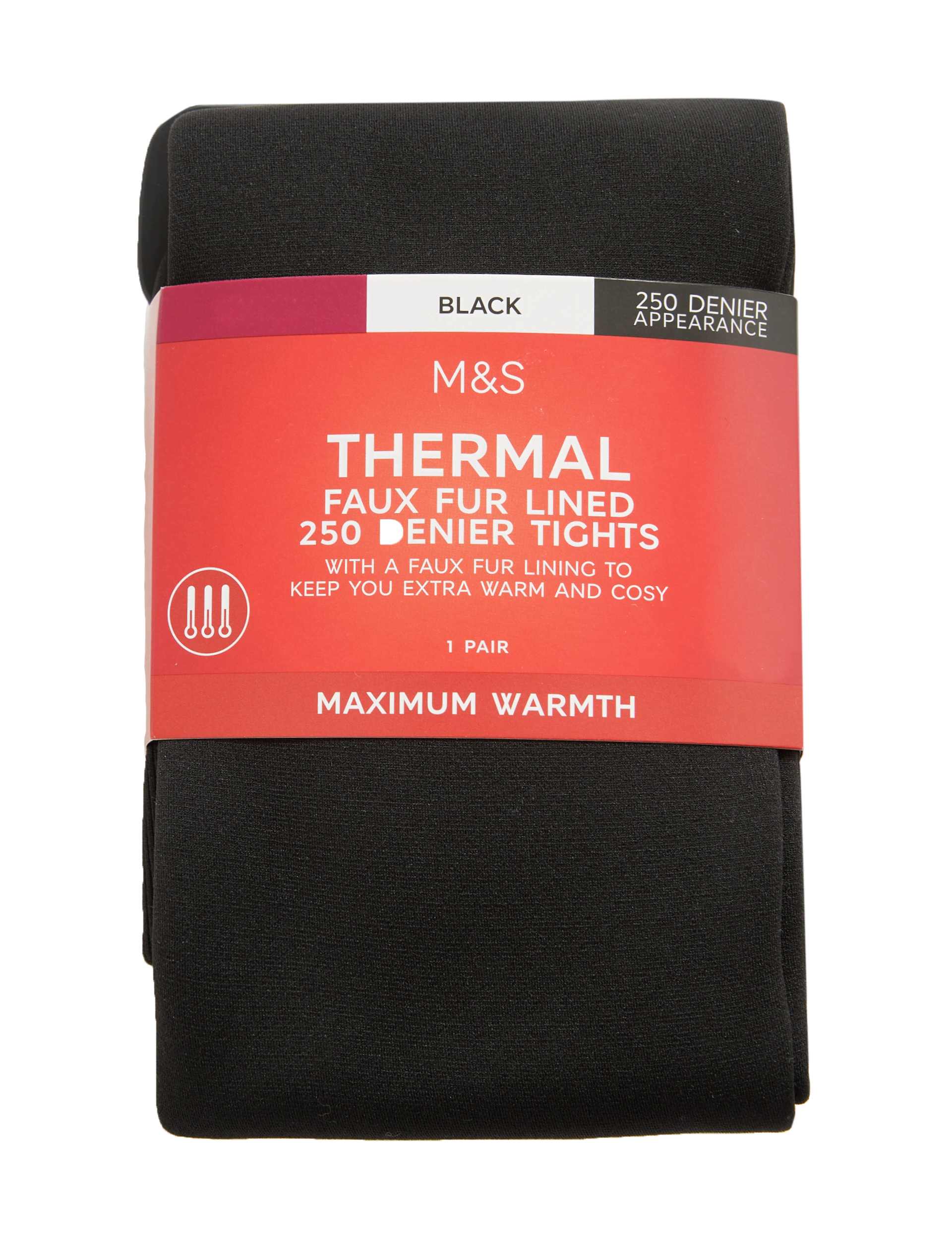 M&S Collection Women's 250 Denier Velour Lined Tights - M - Black, Black